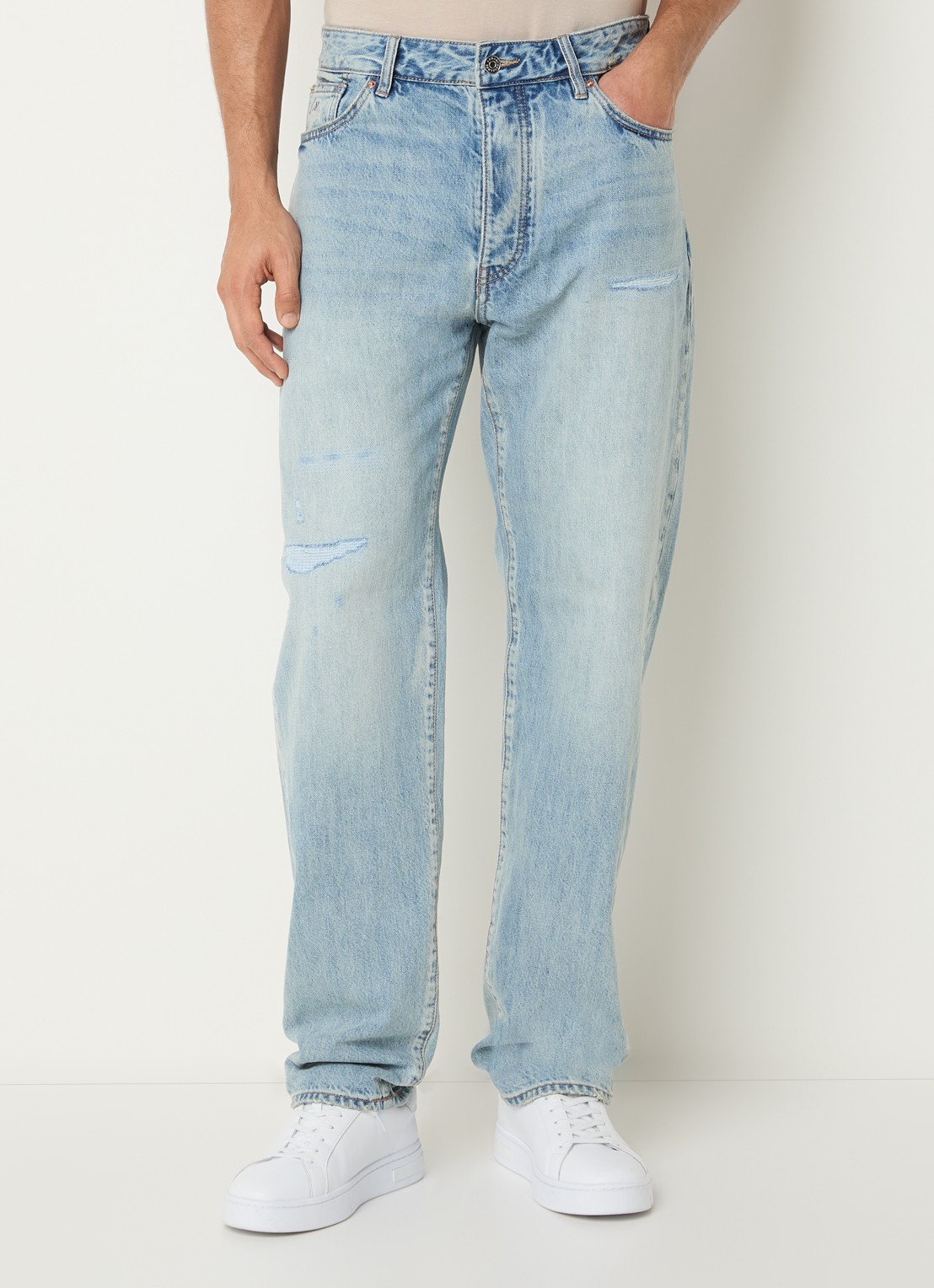 Armani Straight leg jeans met lichte wassing - detail 2 indigo