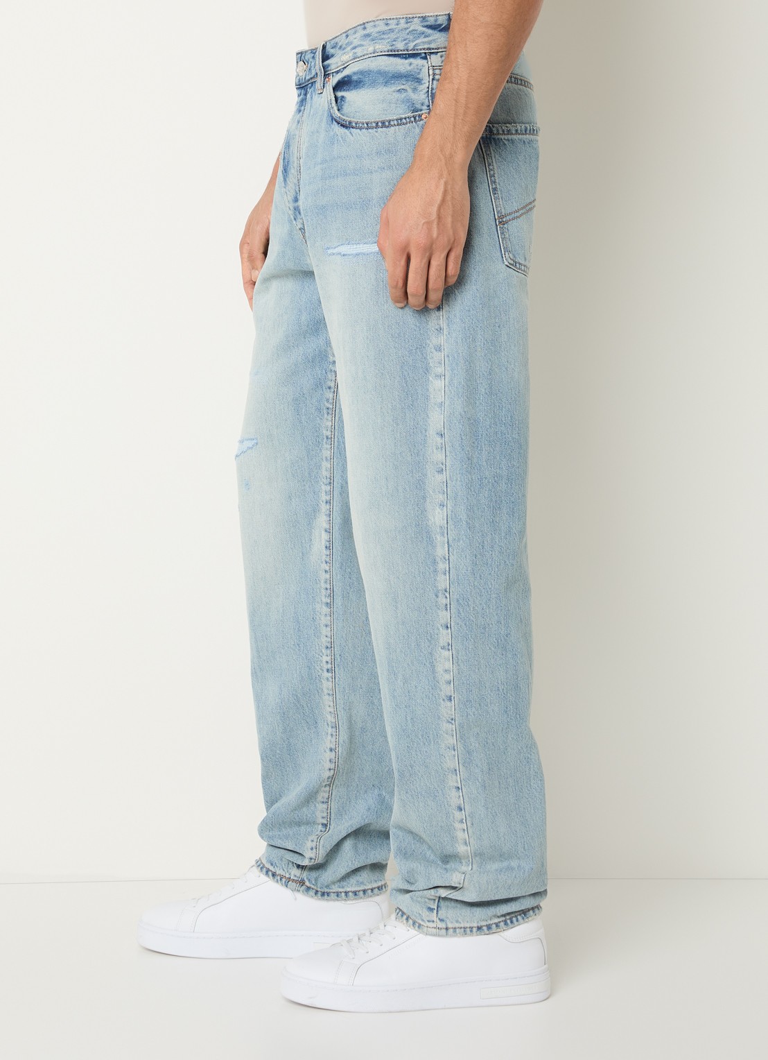 Armani Straight leg jeans met lichte wassing - detail 3 indigo