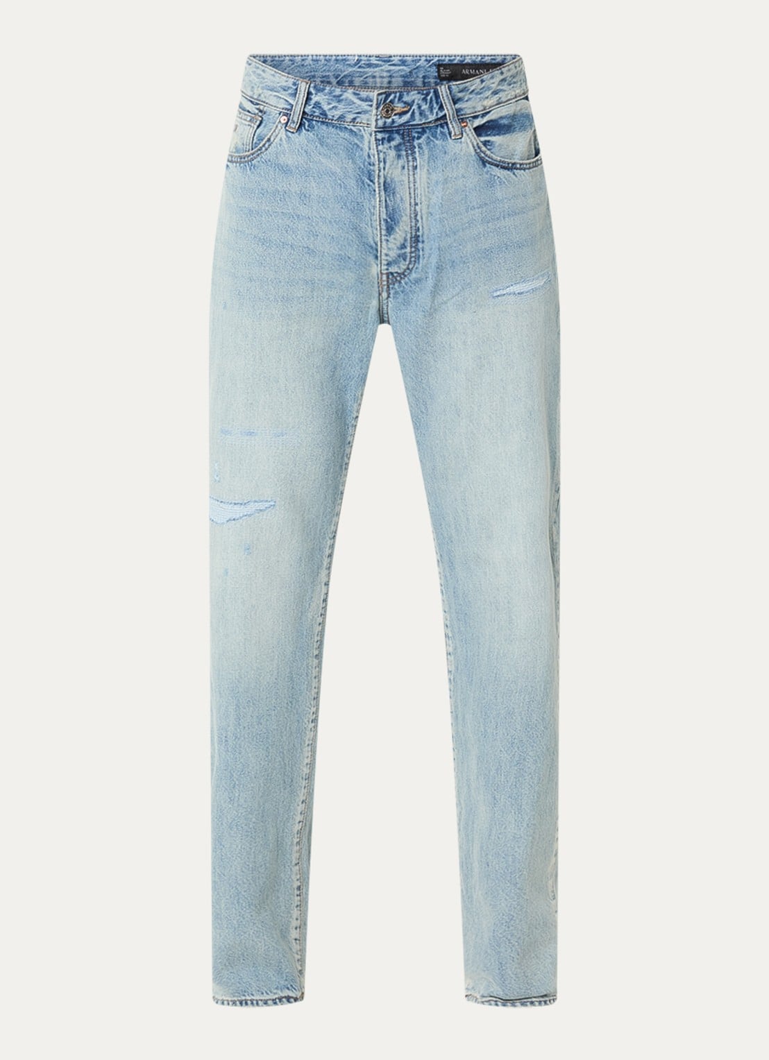 Armani Straight leg jeans met lichte wassing - voorkant 4 indigo