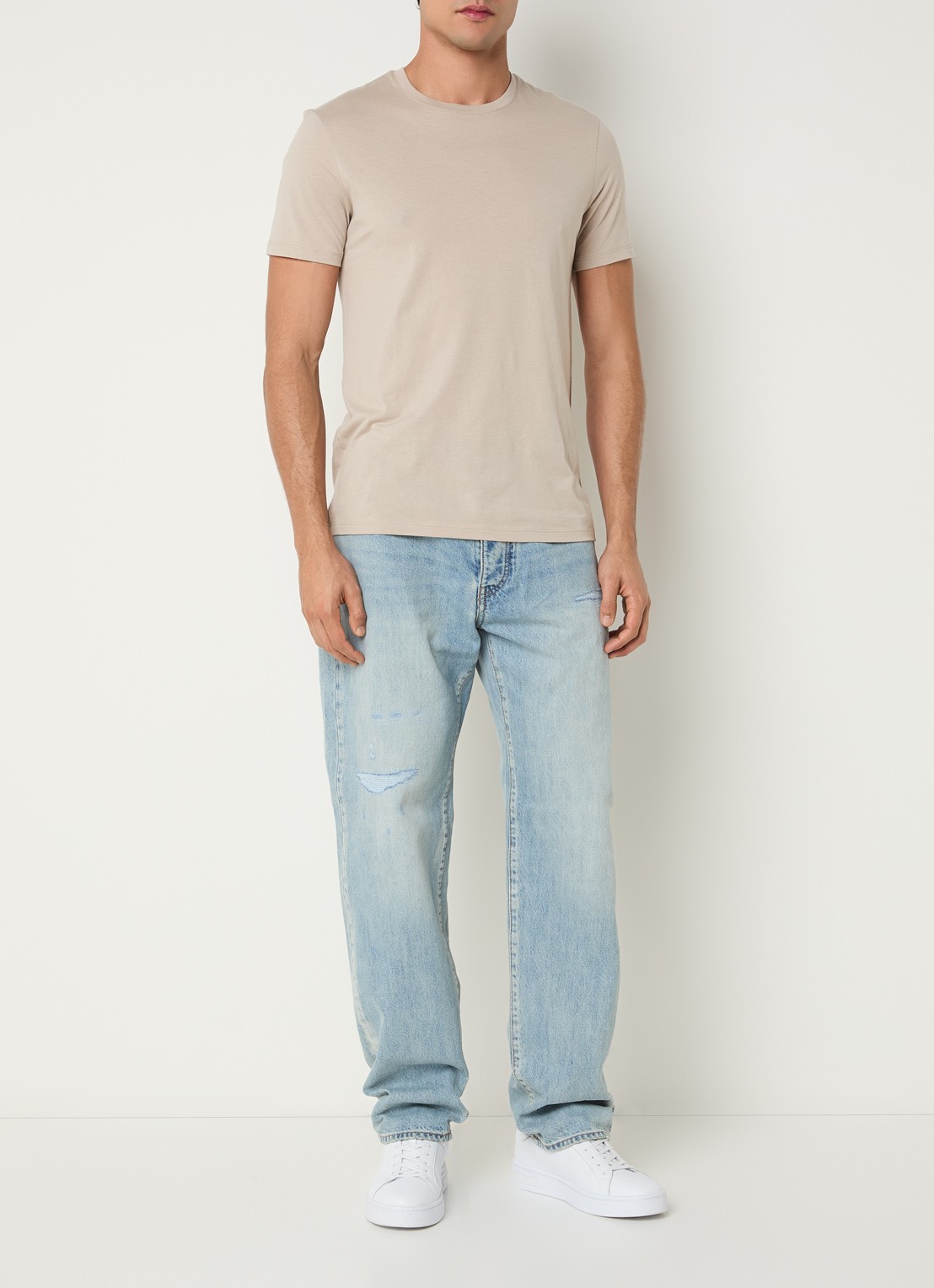 Armani Straight leg jeans met lichte wassing - voorkant 5 indigo
