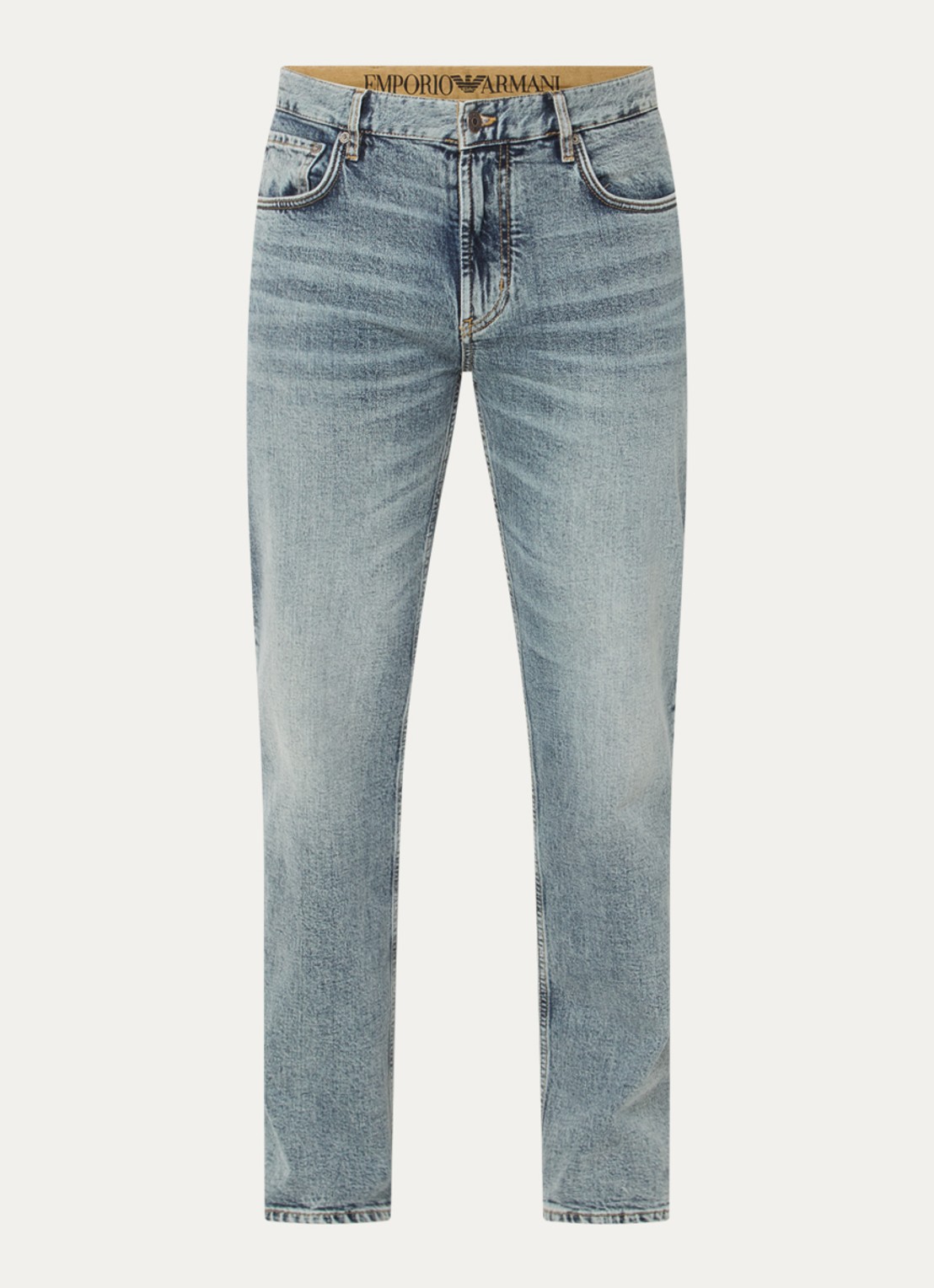 Armani Straight leg jeans met medium wassing - voorkant 4 indigo