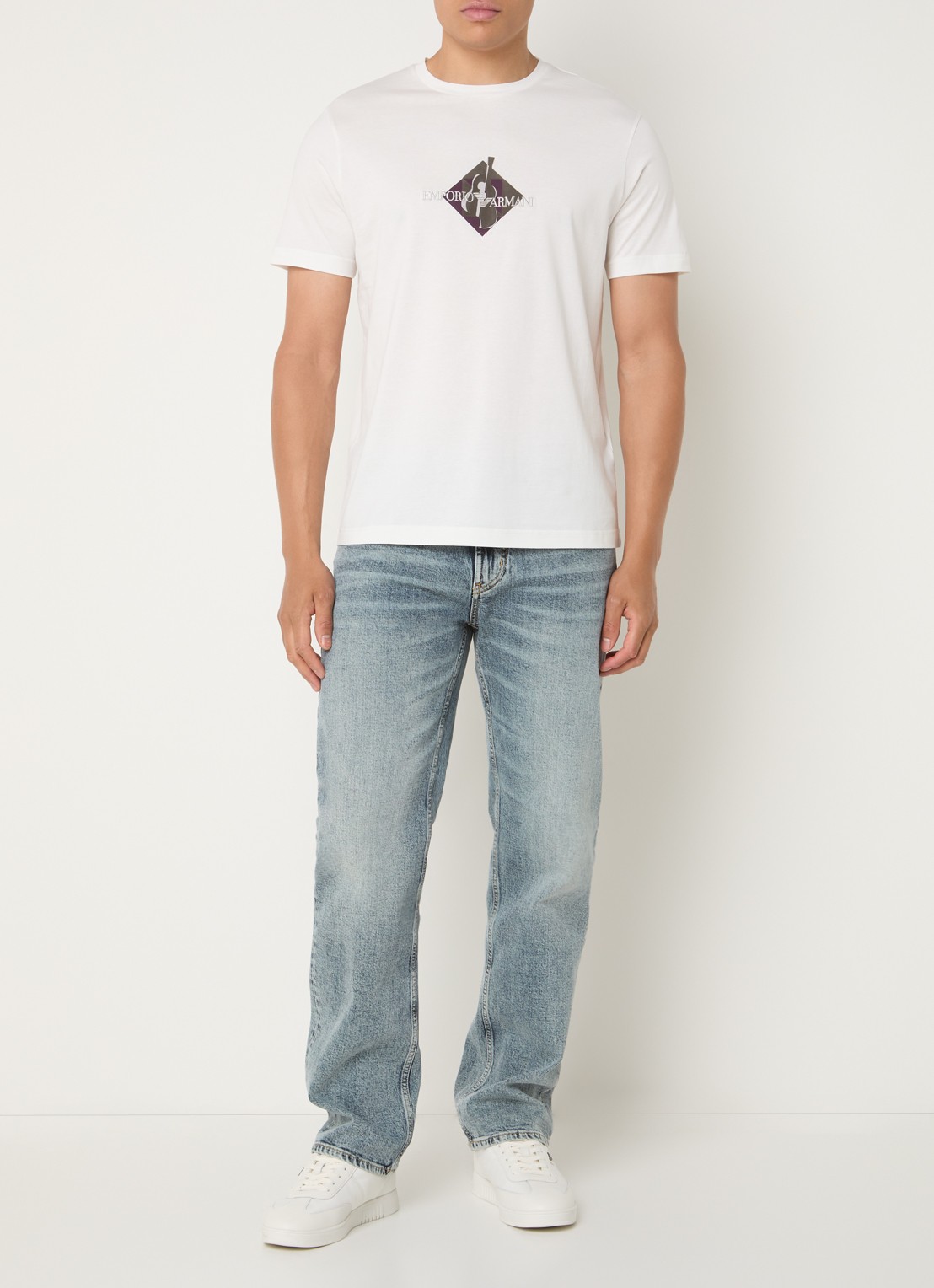 Armani Straight leg jeans met medium wassing - voorkant 5 indigo