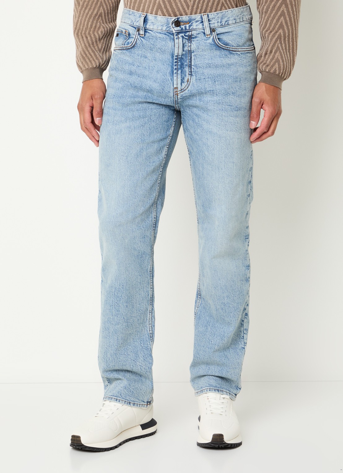 Armani Straight leg jeans met steekzakken - detail turquoise