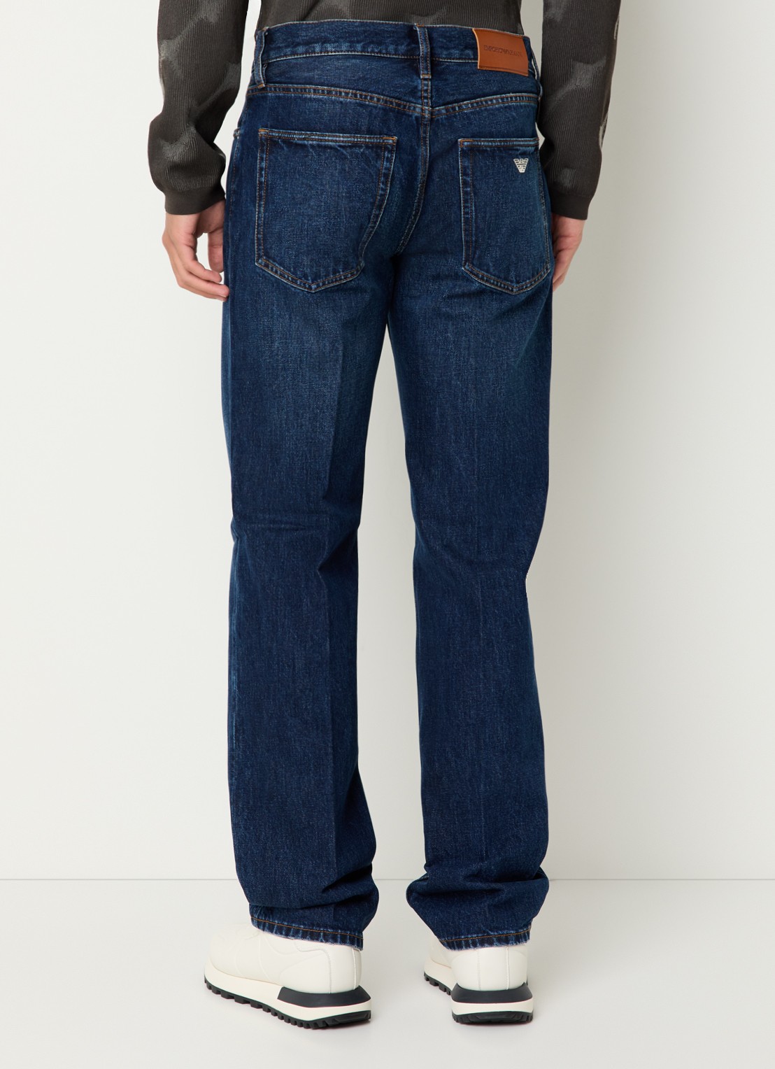 Armani Straight leg jeans met steekzakken - achterkant staalblauw