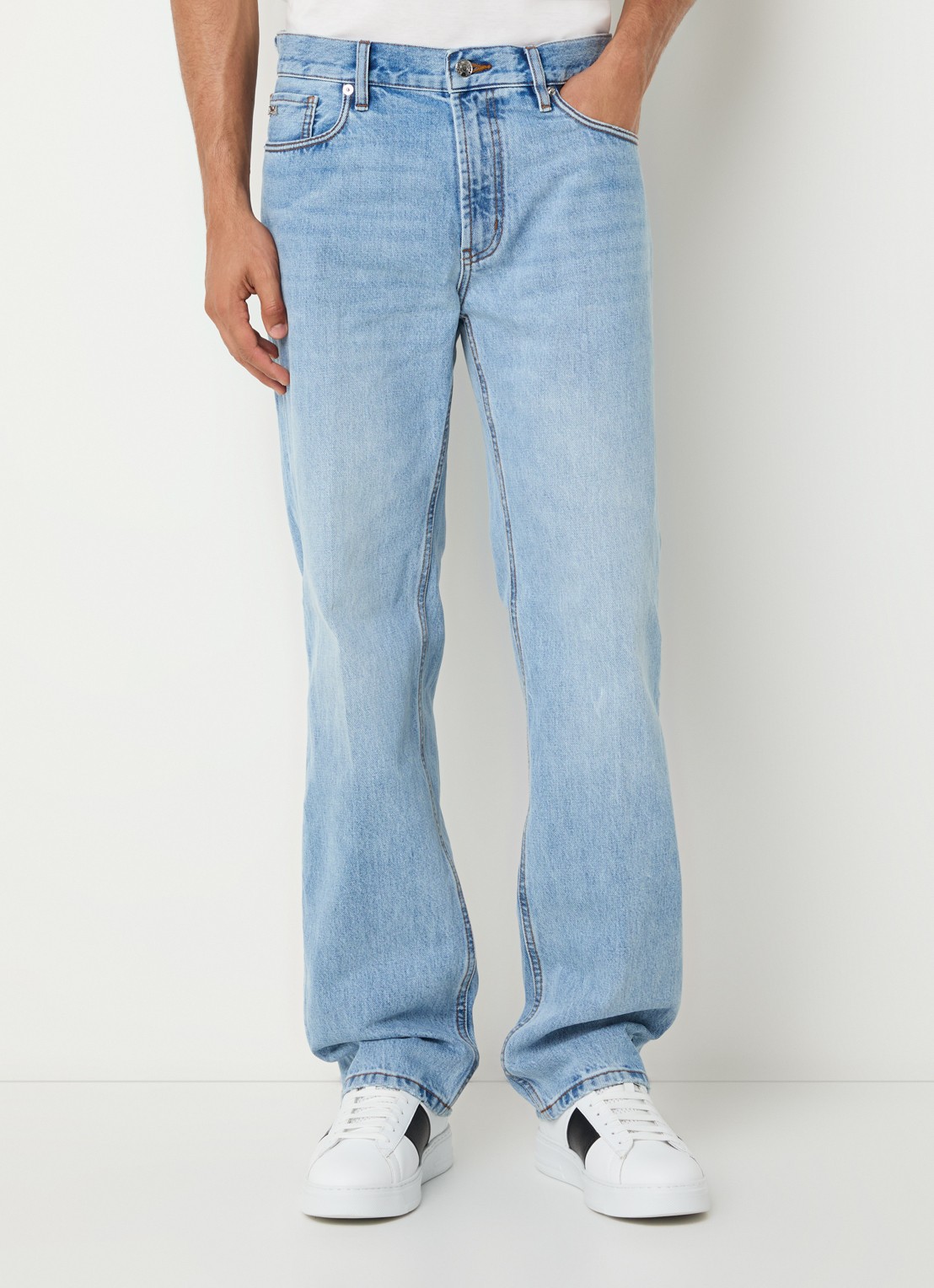 Armani Straight leg jeans met steekzakken - detail 4 lichtblauw