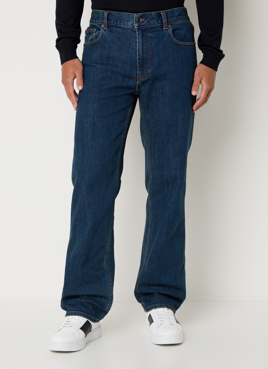 Armani Straight leg jeans met steekzakken - detail 4 kobaltblauw