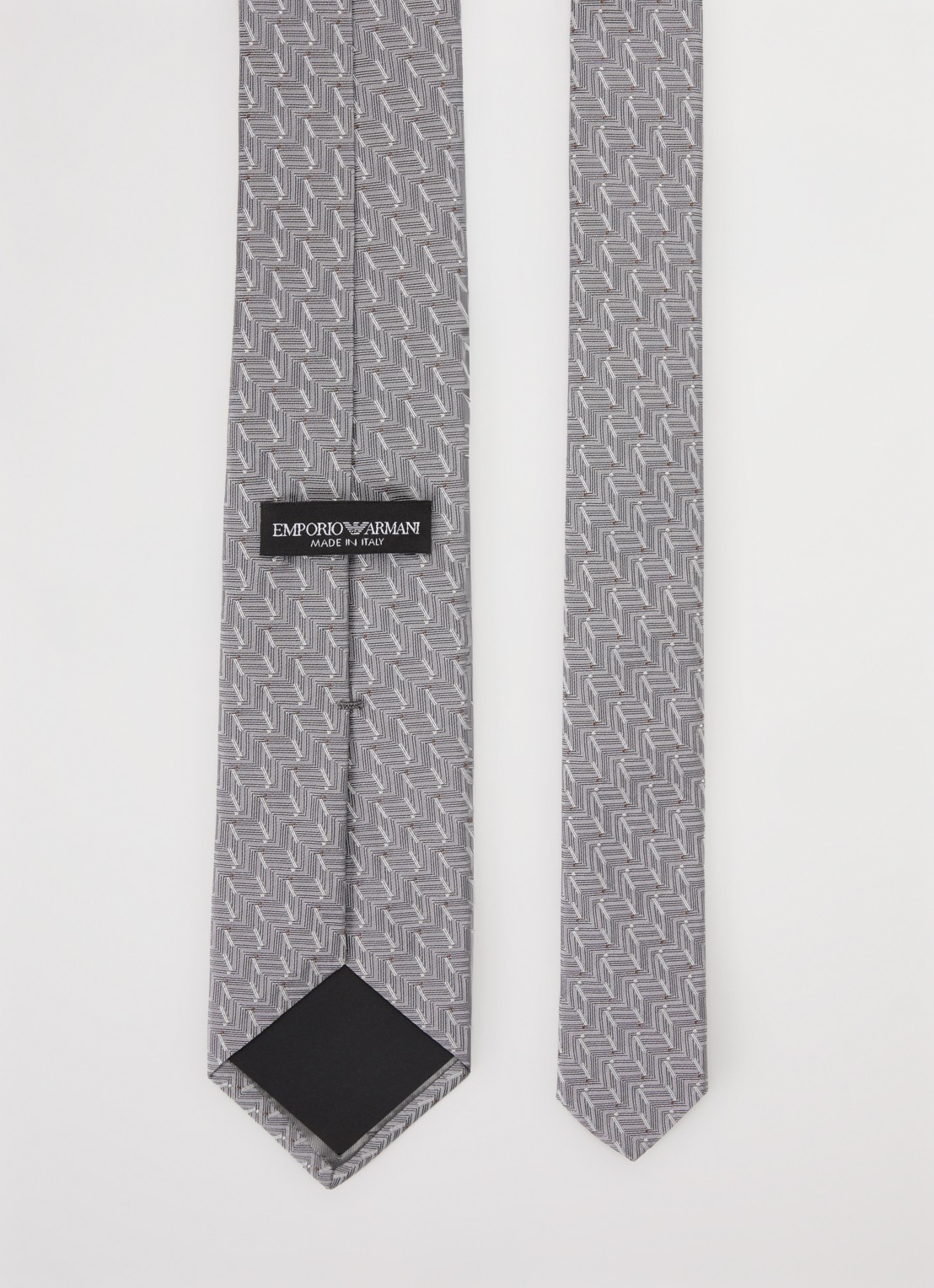 Armani Stropdas van zijde met stippenprint - detail 3 grijs