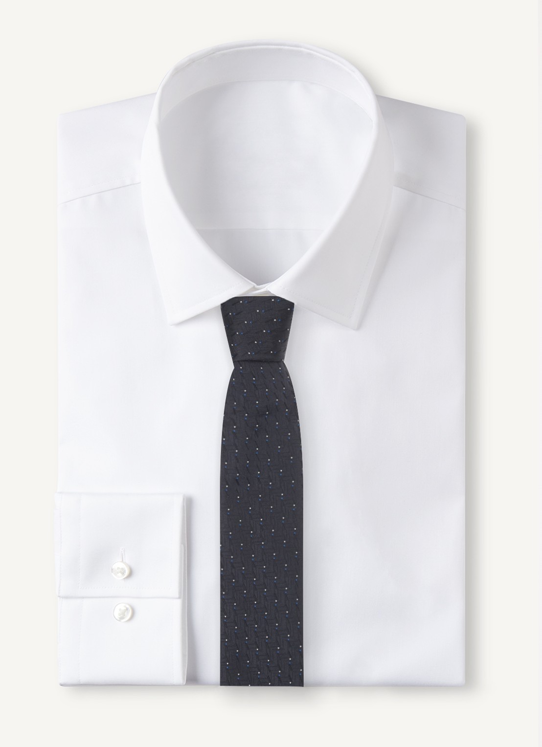 Armani Stropdas van zijde met stippenprint - voorkant 2 donkerblauw