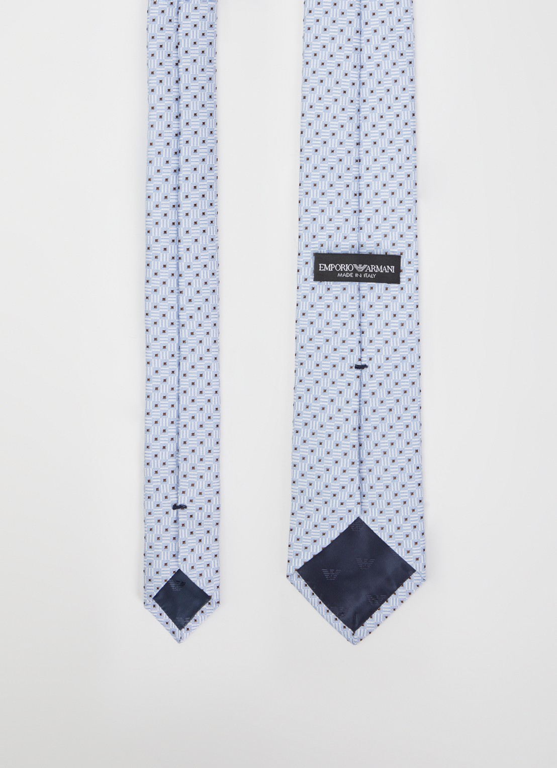 Armani Stropdas van zijde met stippenprint - detail blauw