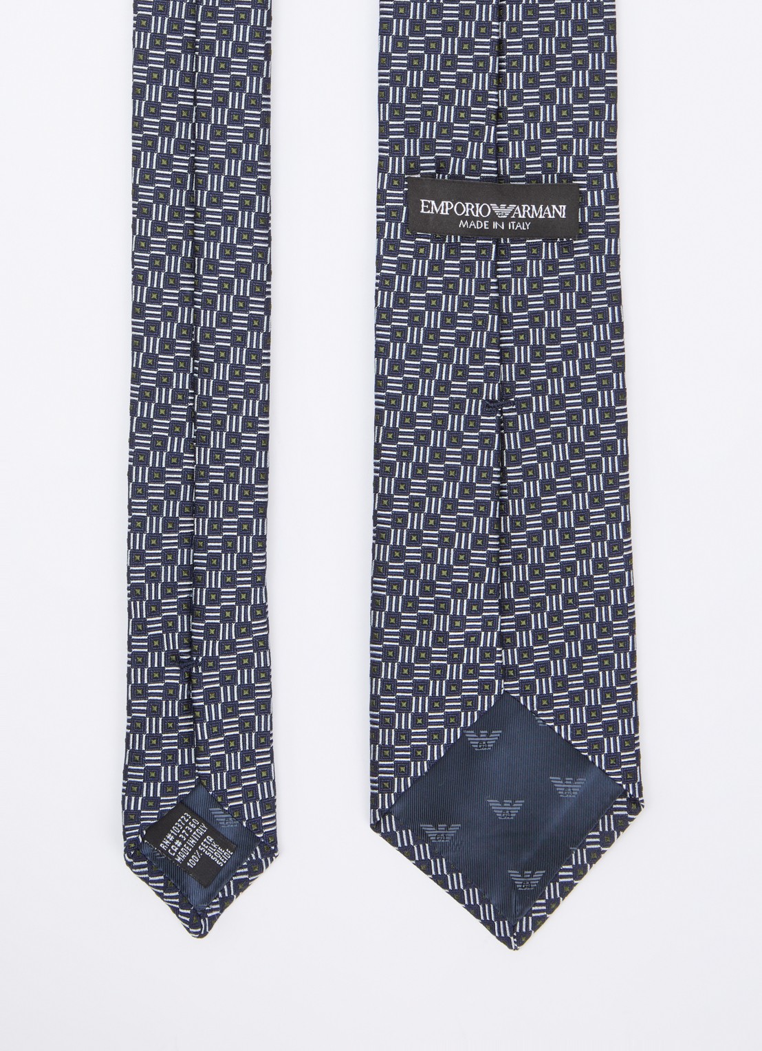 Armani Stropdas van zijde met stippenprint - detail 5 donkerblauw