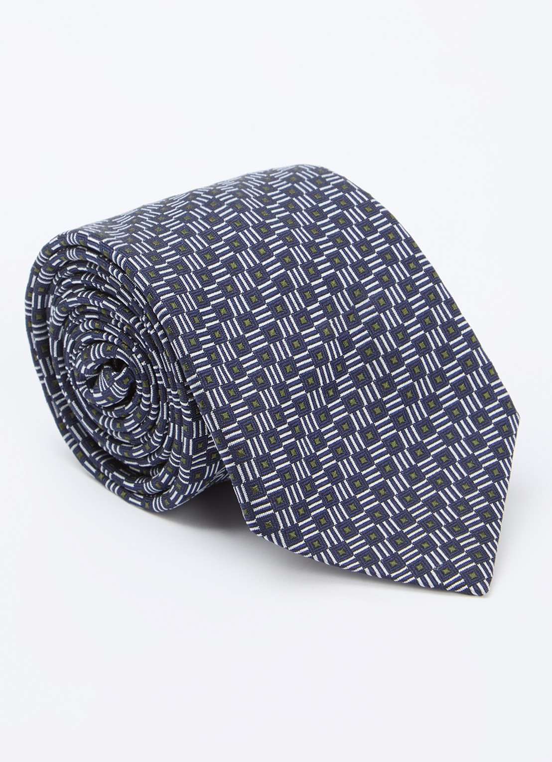 Armani Stropdas van zijde met stippenprint - voorkant 3 donkerblauw