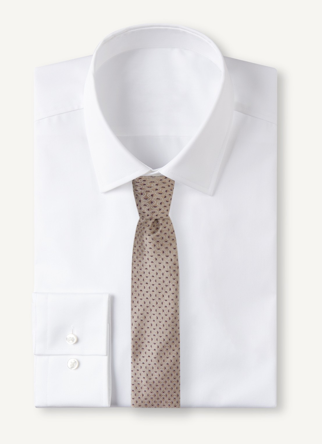 Armani Stropdas van zijde met stippenprint - voorkant 2 beige