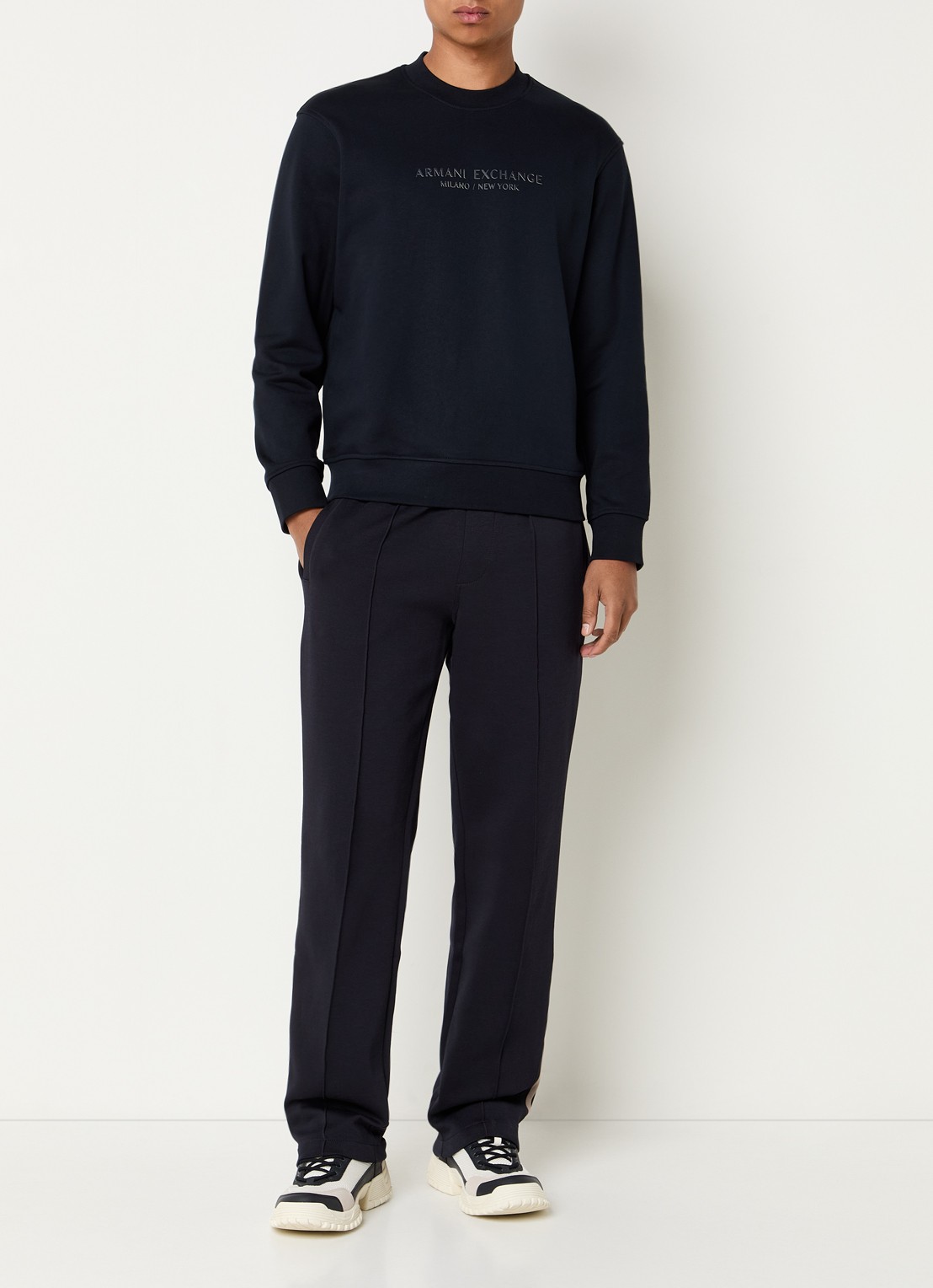 Armani Sweater met 3D logoprint - voorkant 3 donkerblauw