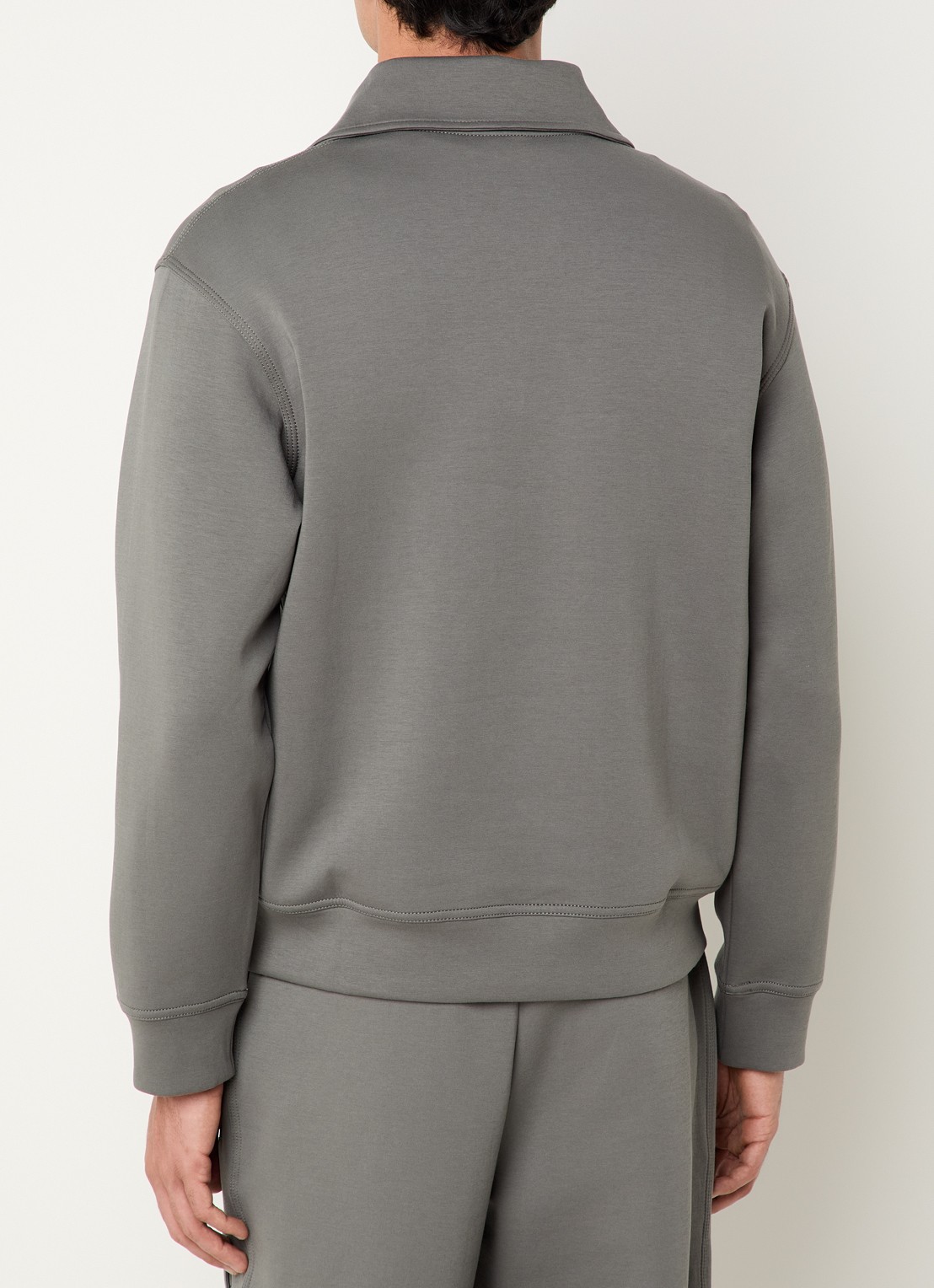 Armani Sweater met halve rits en borstzak - achterkant 3 donkergrijs