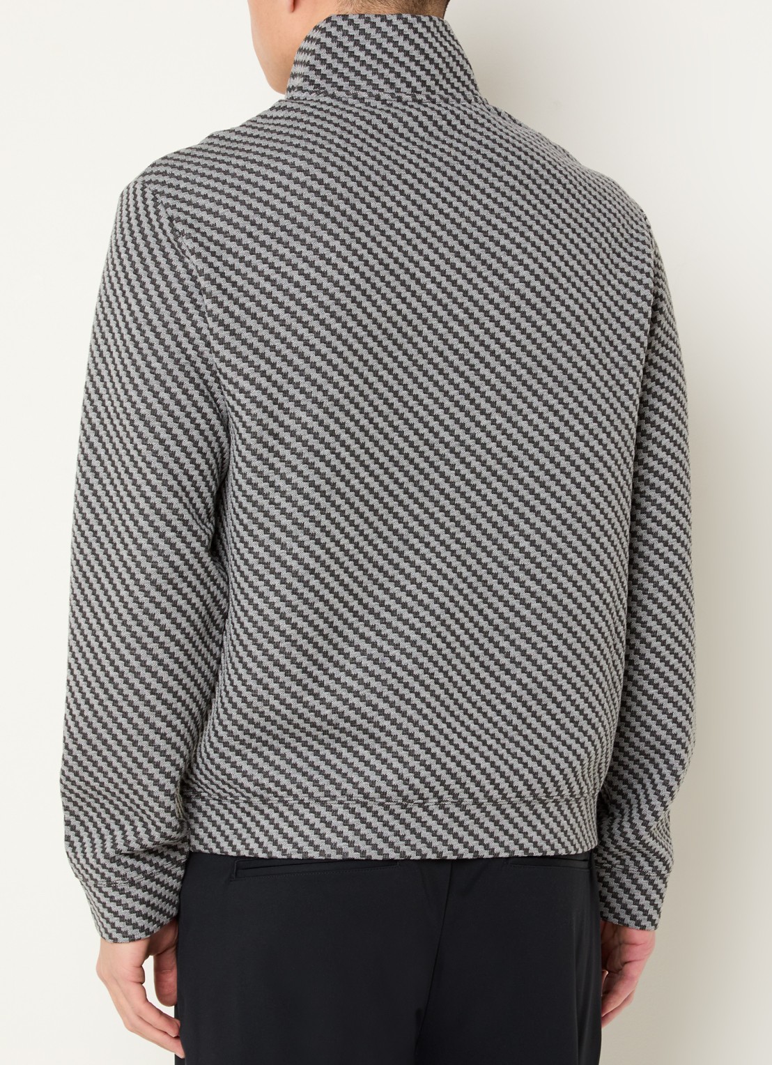 Armani Sweater met halve rits en structuur - achterkant 3 grijs