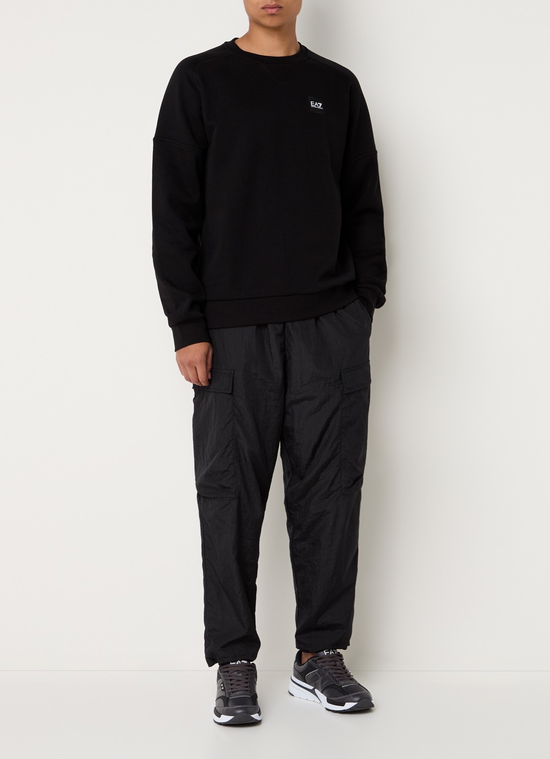 Armani Sweater met logo- en backprint - voorkant 2 zwart