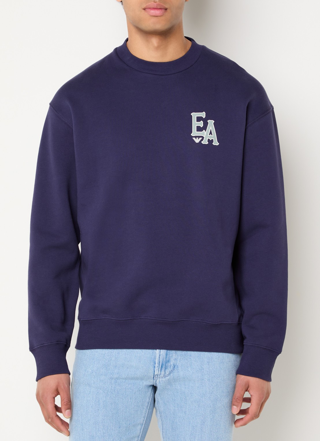 Armani Sweater met logo- en backprint - achterkant 2 donkerblauw