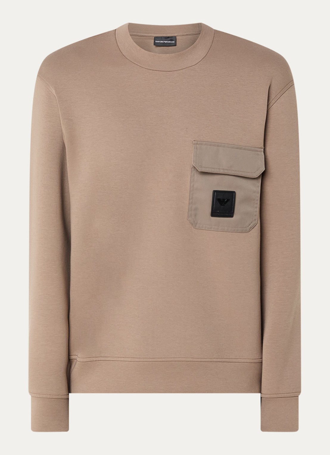 Armani Sweater met logo en borstzak - voorkant 2 zand
