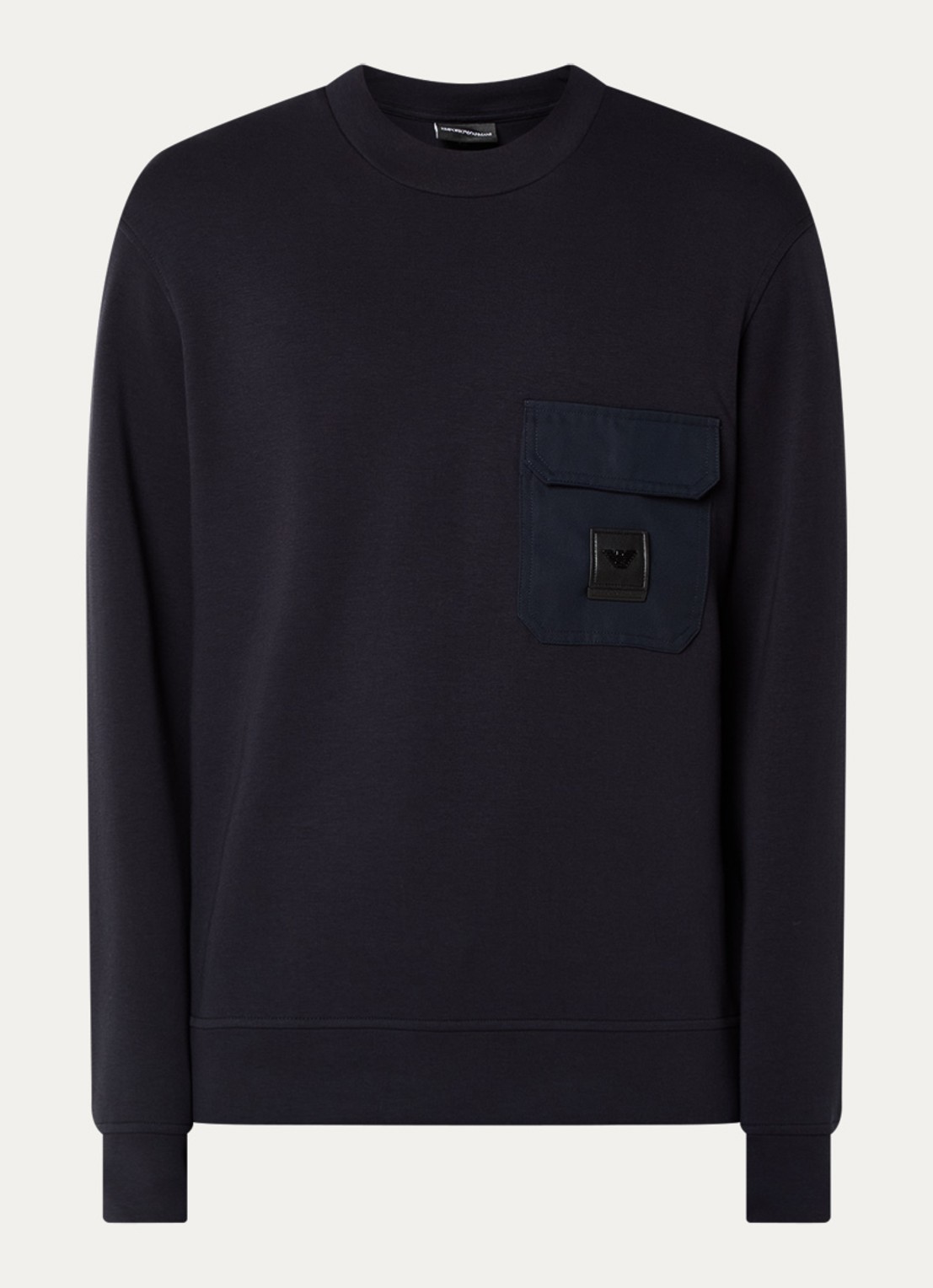 Armani Sweater met logo en borstzak - voorkant donkerblauw