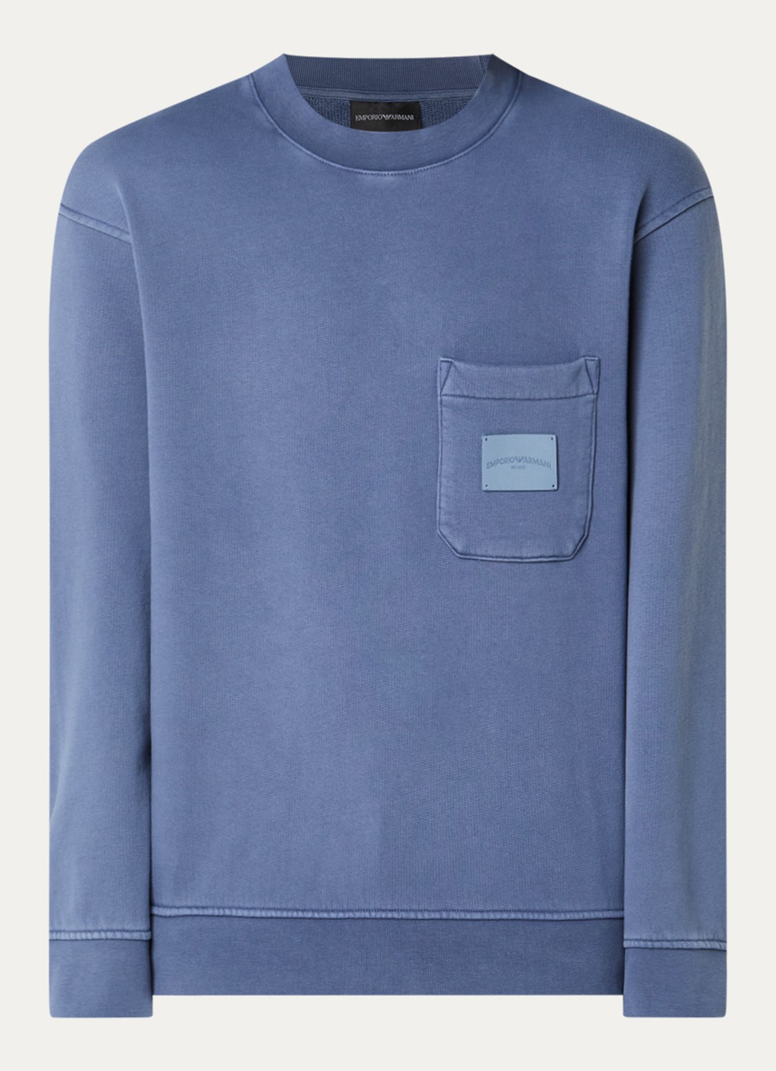 Armani Sweater met logo en borstzak - voorkant blauw