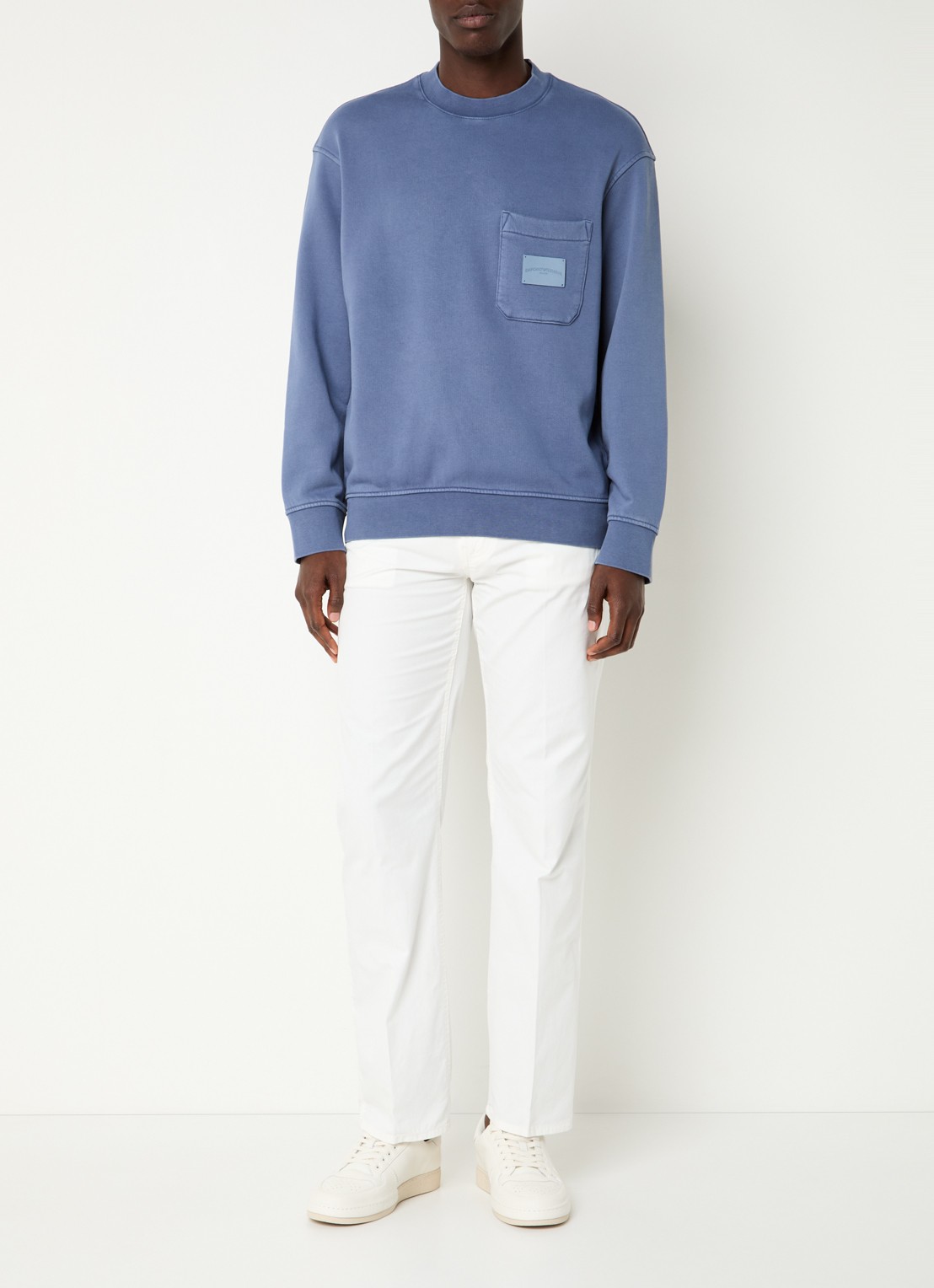 Armani Sweater met logo en borstzak - voorkant 2 blauw