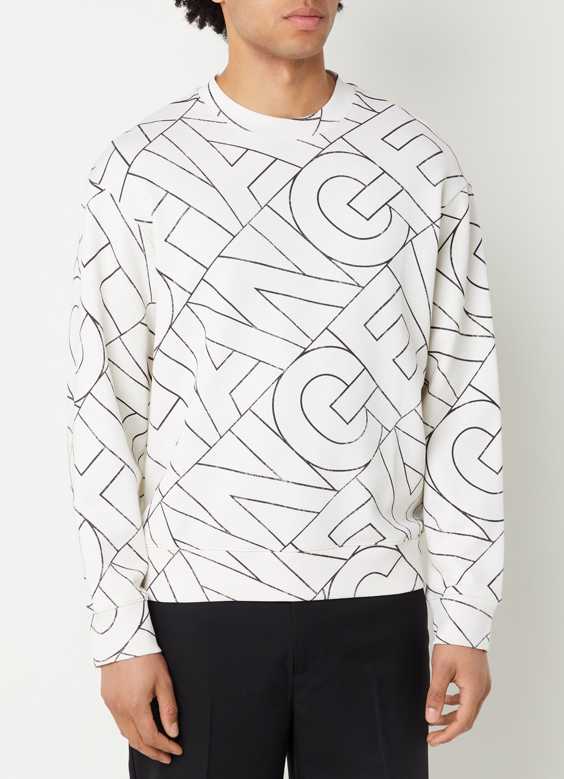 Armani Sweater met logo - detail creme
