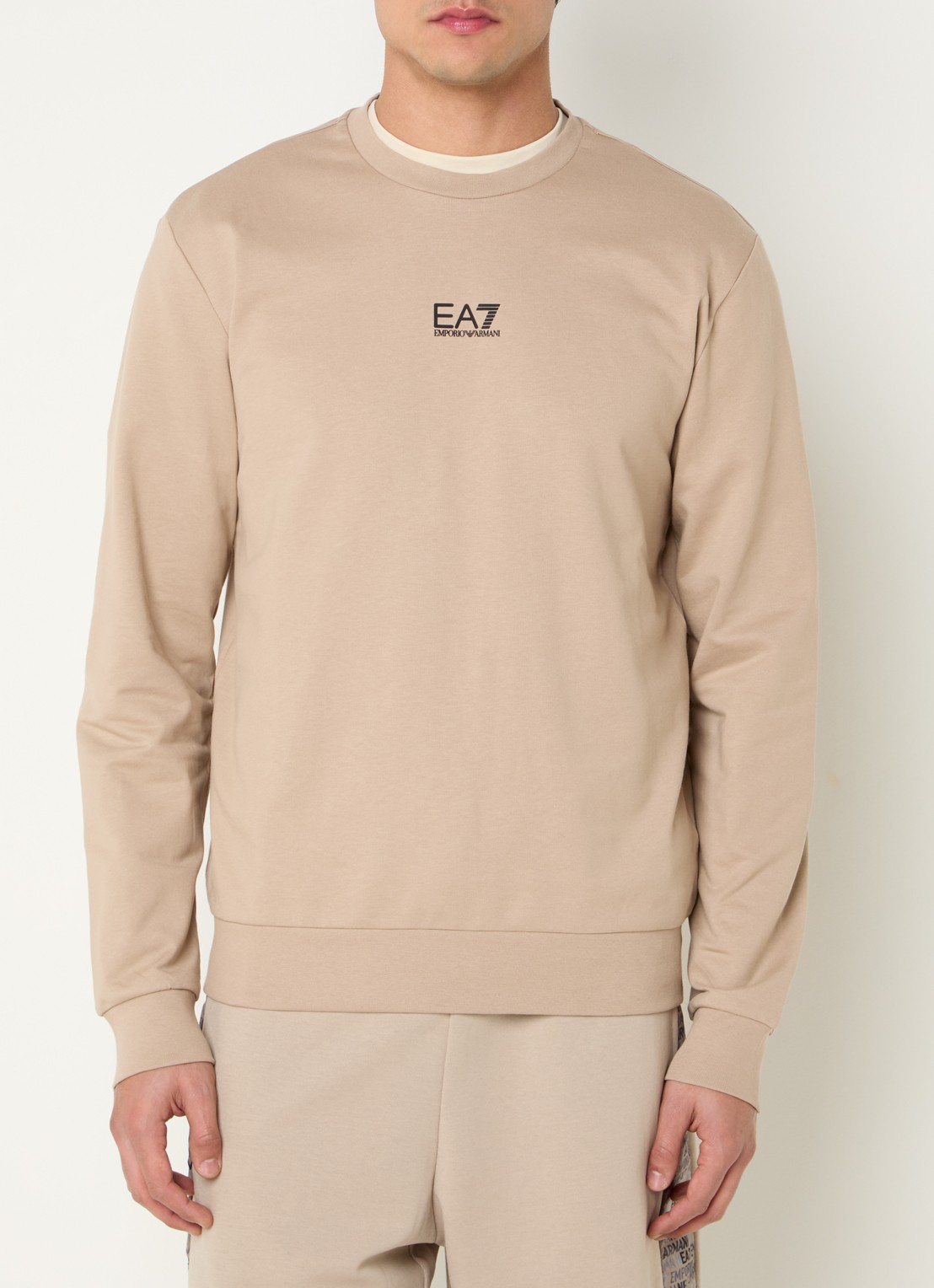 Armani Sweater met logo - detail beige