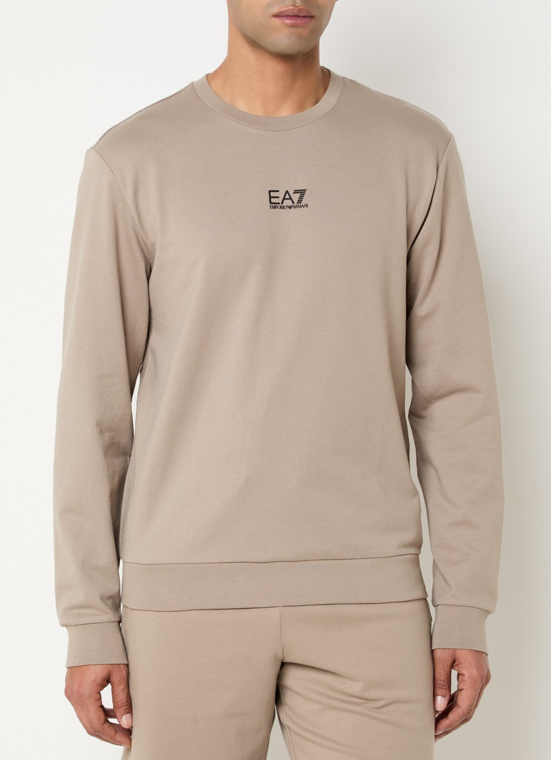 Armani Sweater met logo - detail donkerbeige