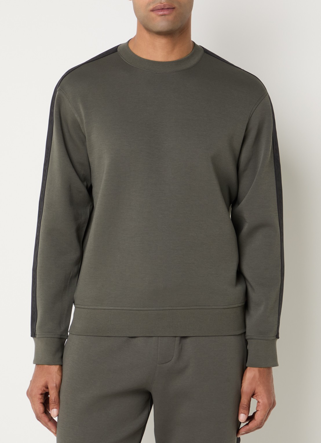 Armani Sweater met logoband - detail bronsgroen