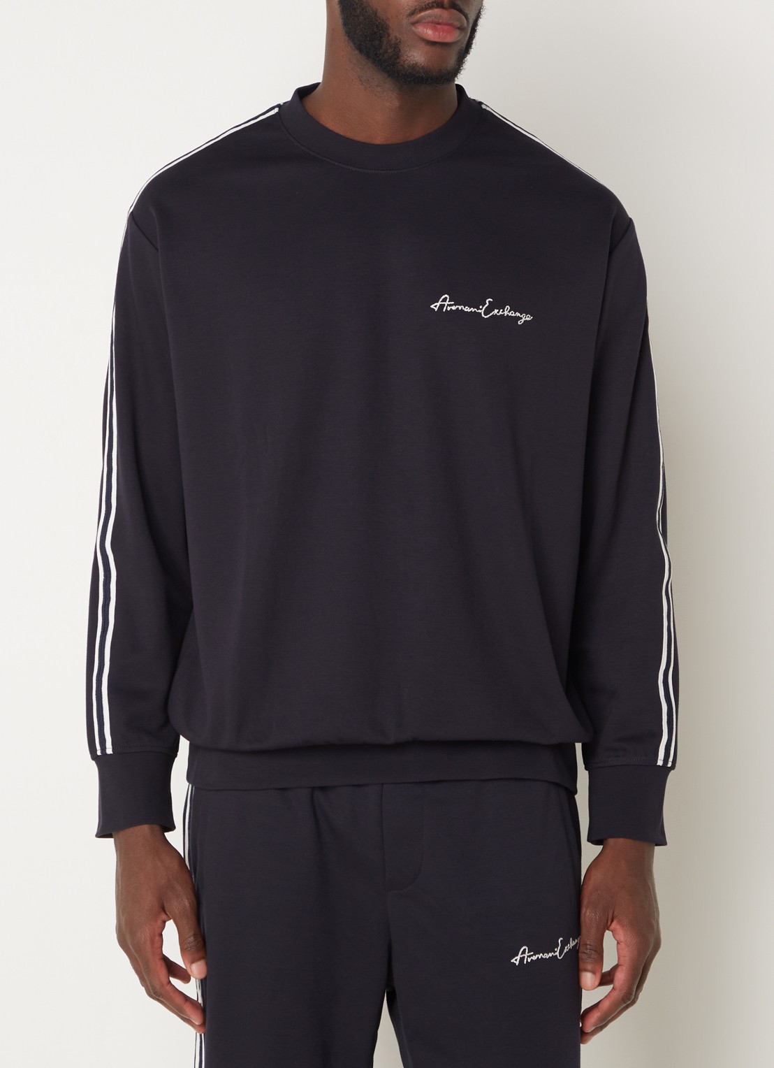 Armani Sweater met logoborduring - detail 2 donkerblauw