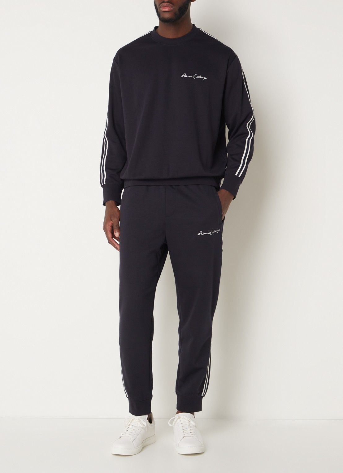 Armani Sweater met logoborduring - voorkant 4 donkerblauw