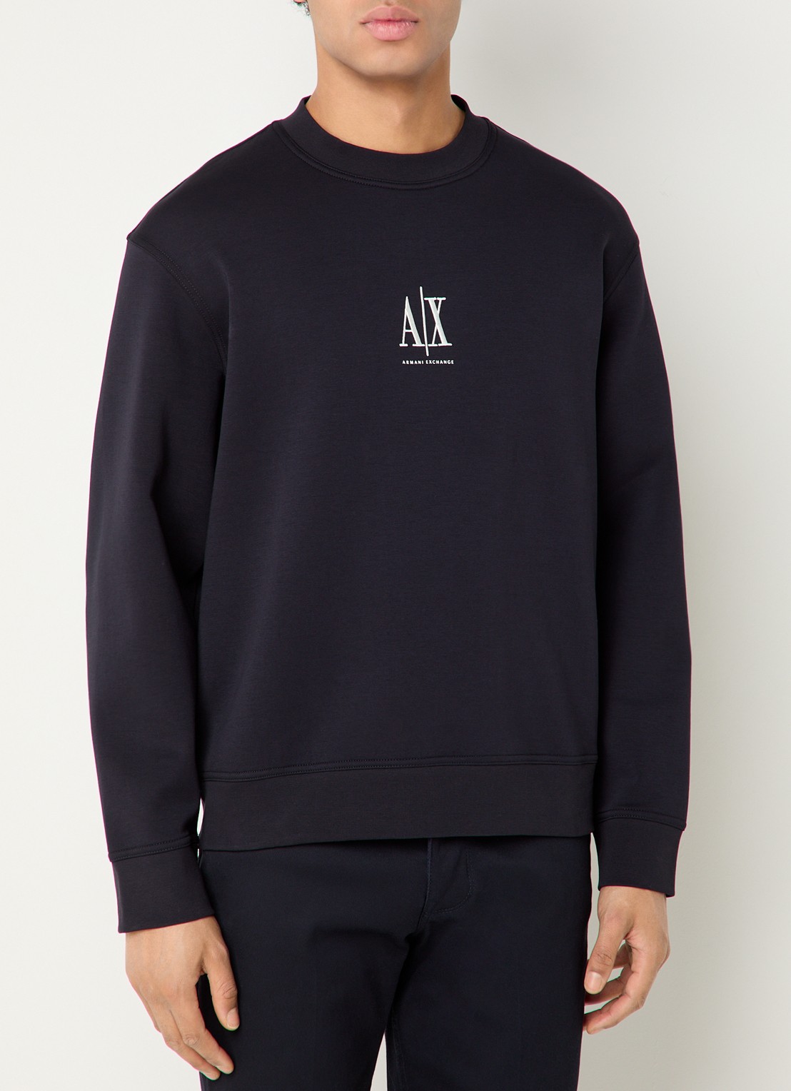 Armani Sweater met logoborduring - detail 3 donkerblauw