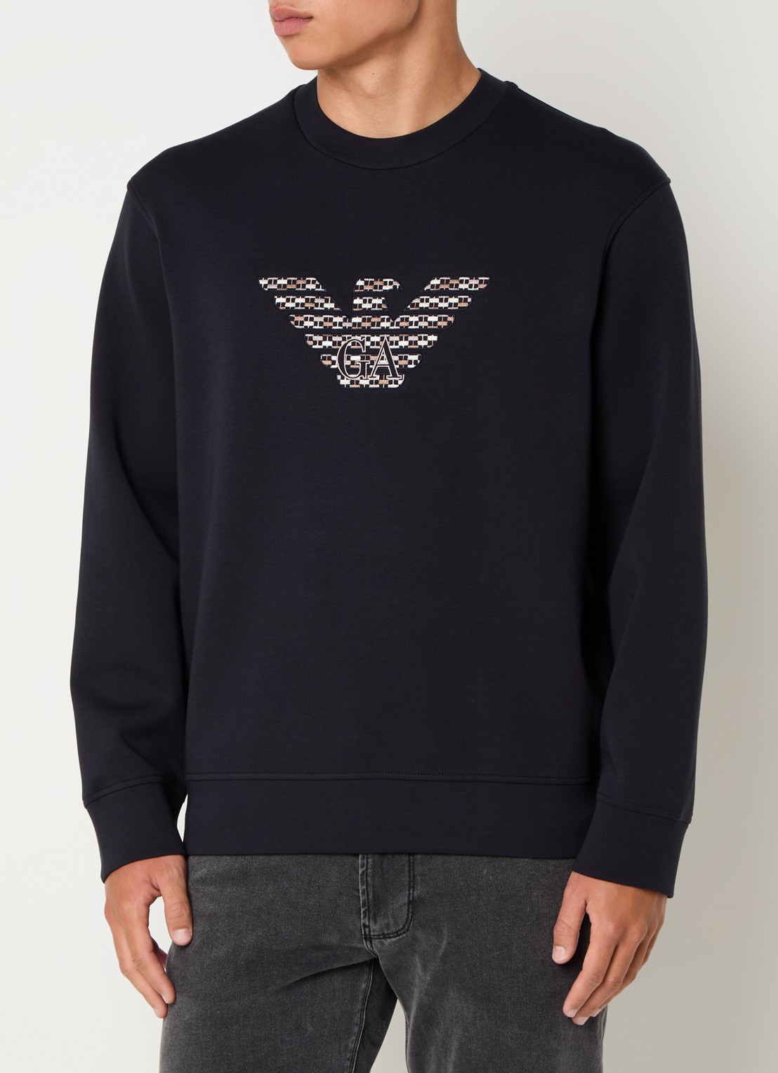Armani Sweater met logoborduring - detail 4 donkerblauw