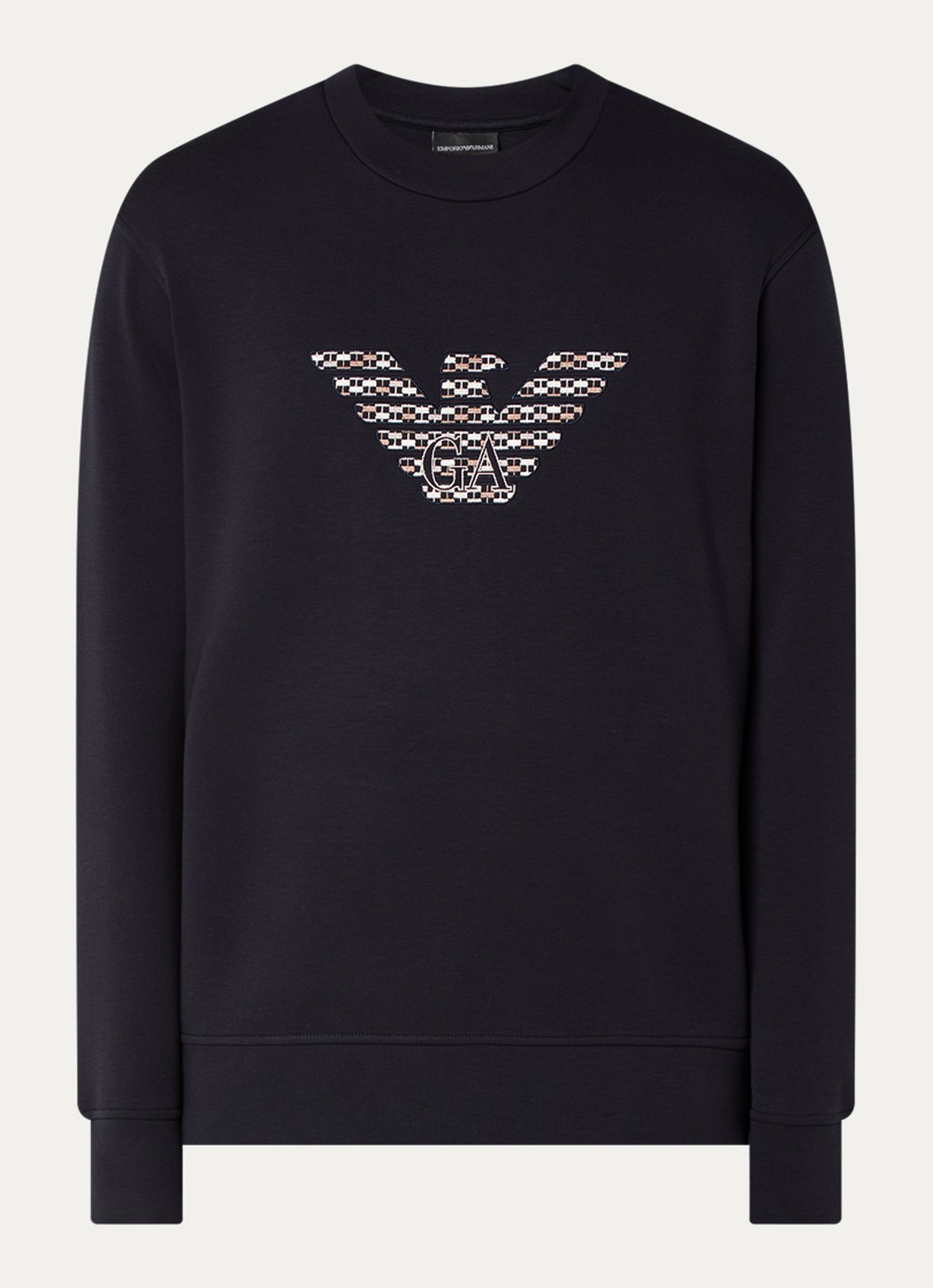 Armani Sweater met logoborduring - voorkant 2 donkerblauw