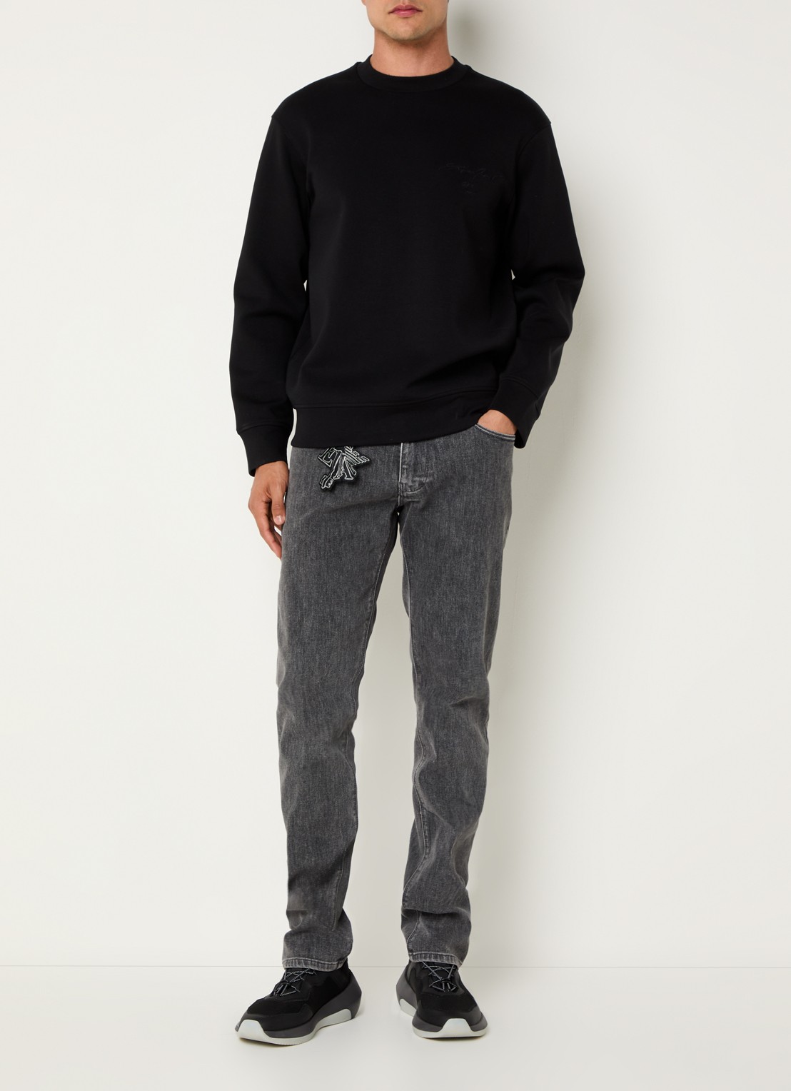 Armani Sweater met logoborduring - voorkant 3 zwart