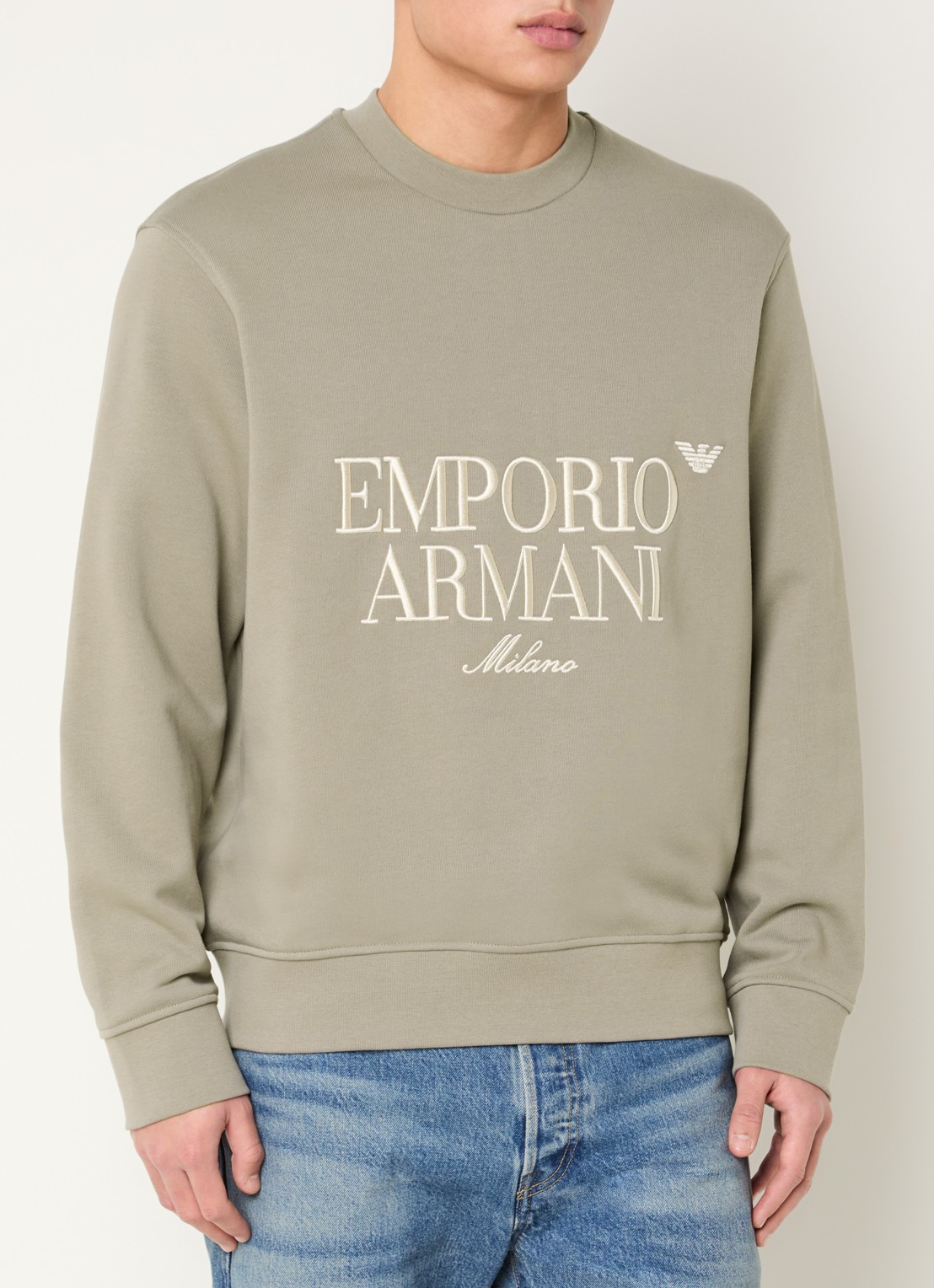Armani Sweater met logoborduring - detail beige