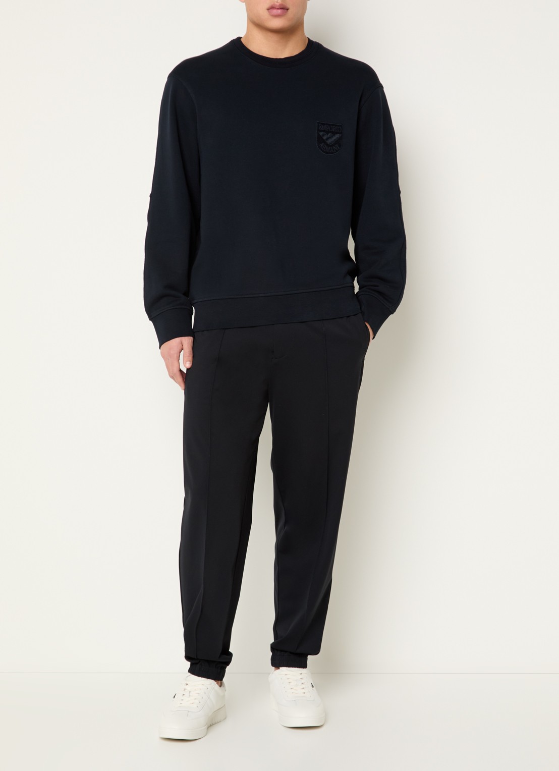 Armani Sweater met logoborduring - voorkant 4 donkerblauw
