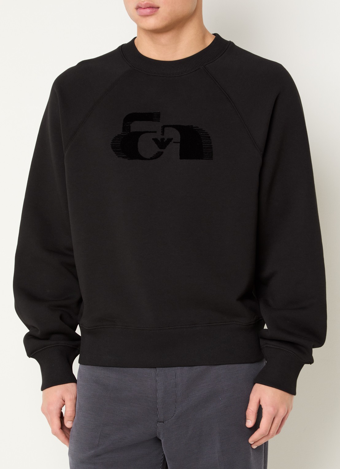 Armani Sweater met logoborduring - detail 3 zwart