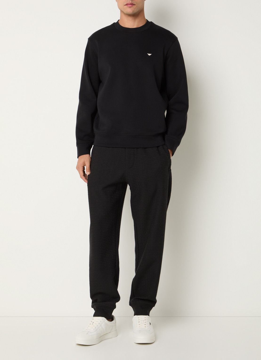 Armani Sweater met logoborduring - voorkant 4 zwart