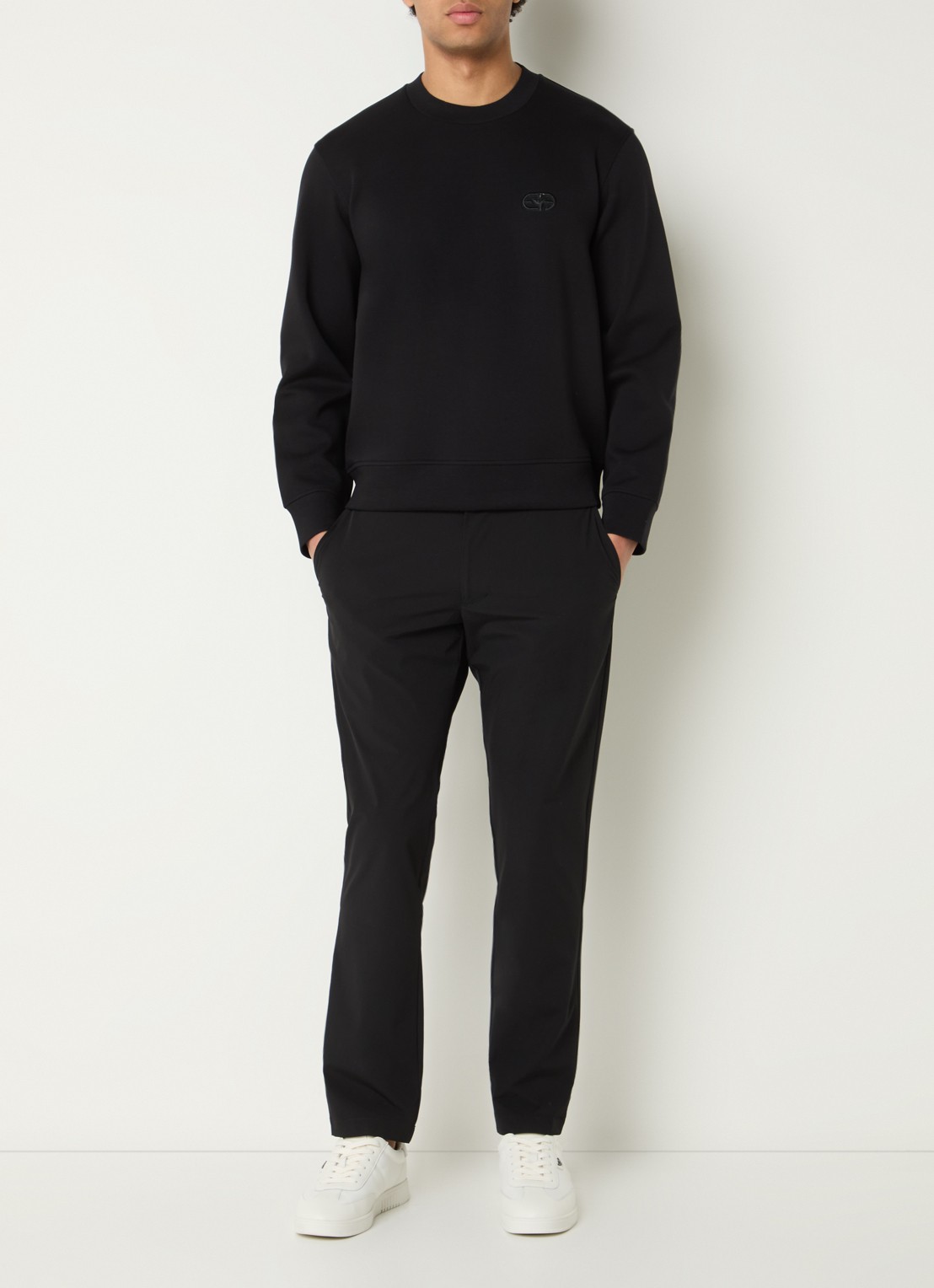 Armani Sweater met logoborduring - voorkant 4 zwart