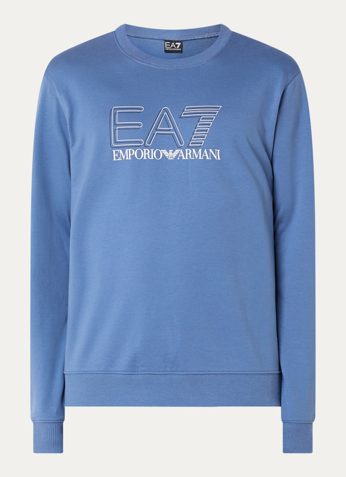 Armani Sweater met logoprint - voorkant staalblauw