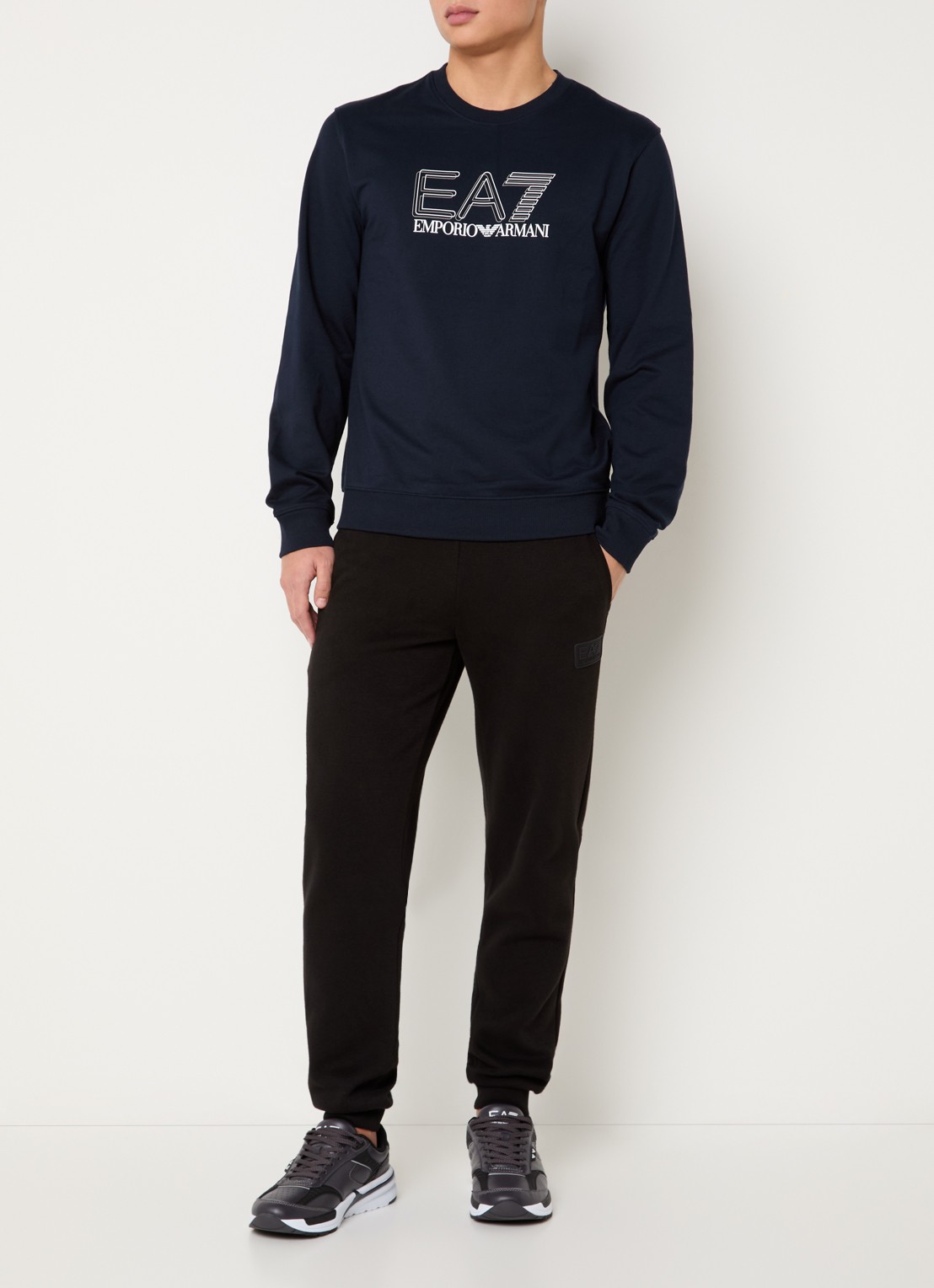 Armani Sweater met logoprint - voorkant 4 donkerblauw
