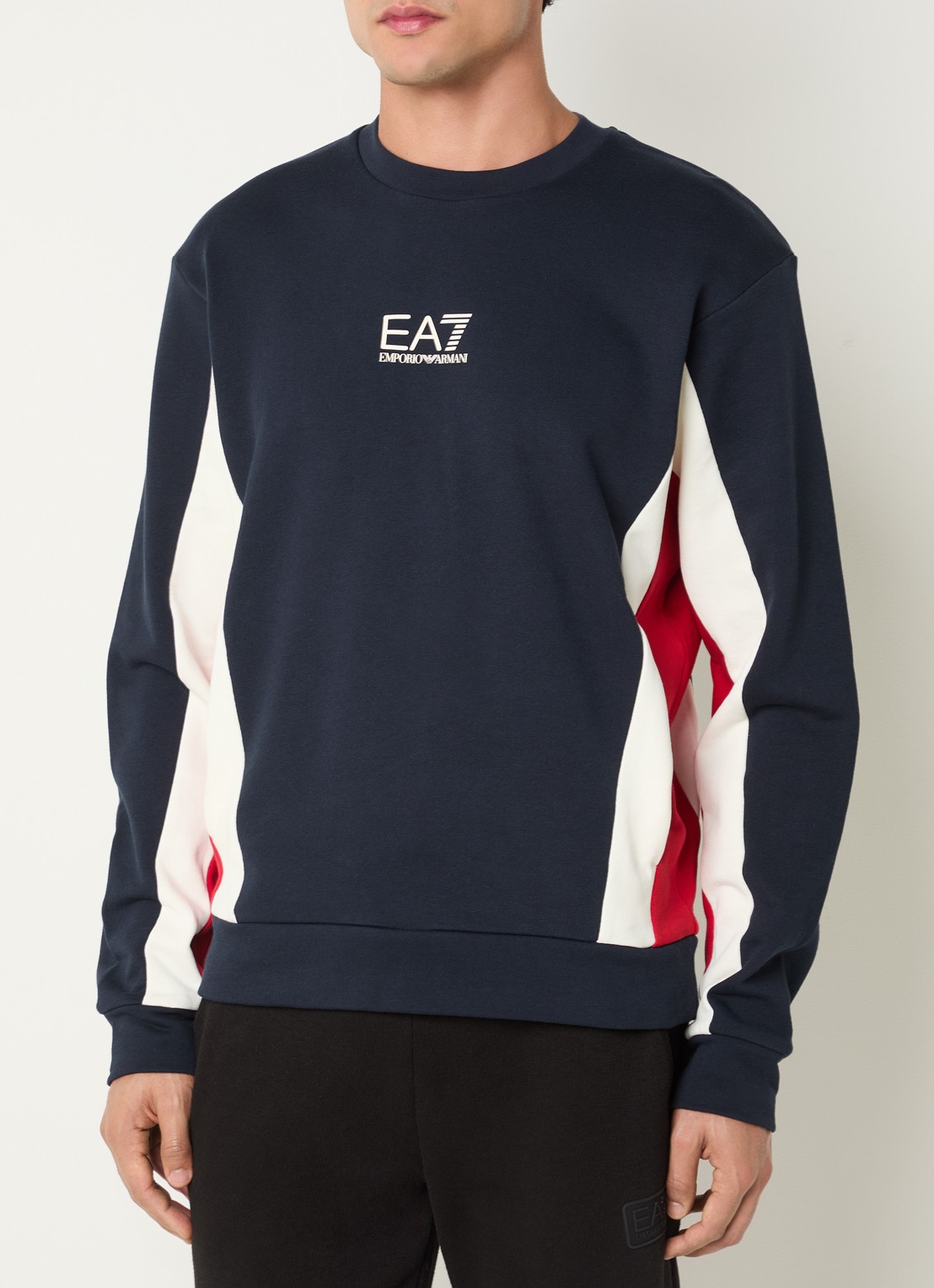 Armani Sweater met logoprint - detail 2 donkerblauw