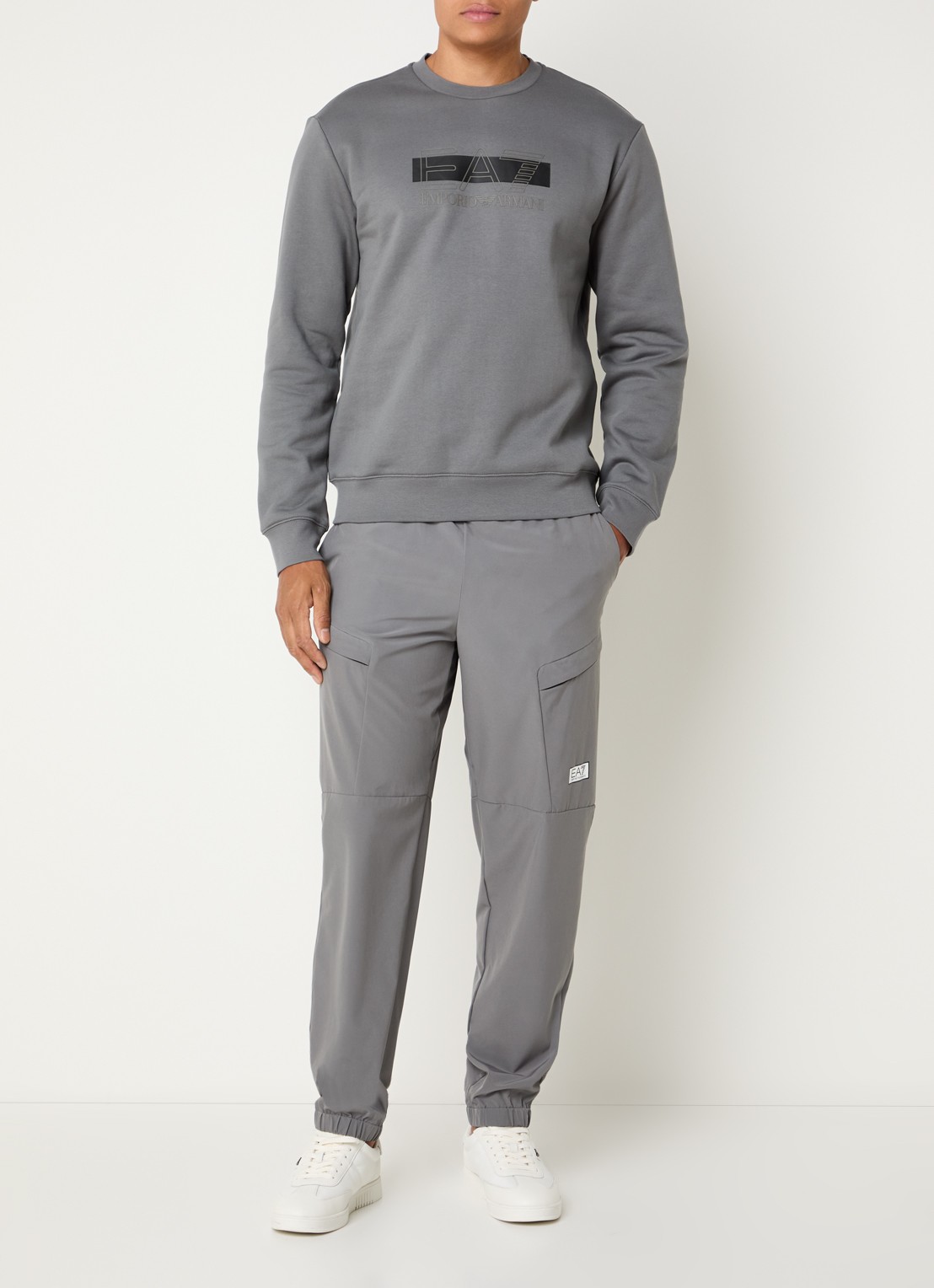 Armani Sweater met logoprint - voorkant 3 grijs