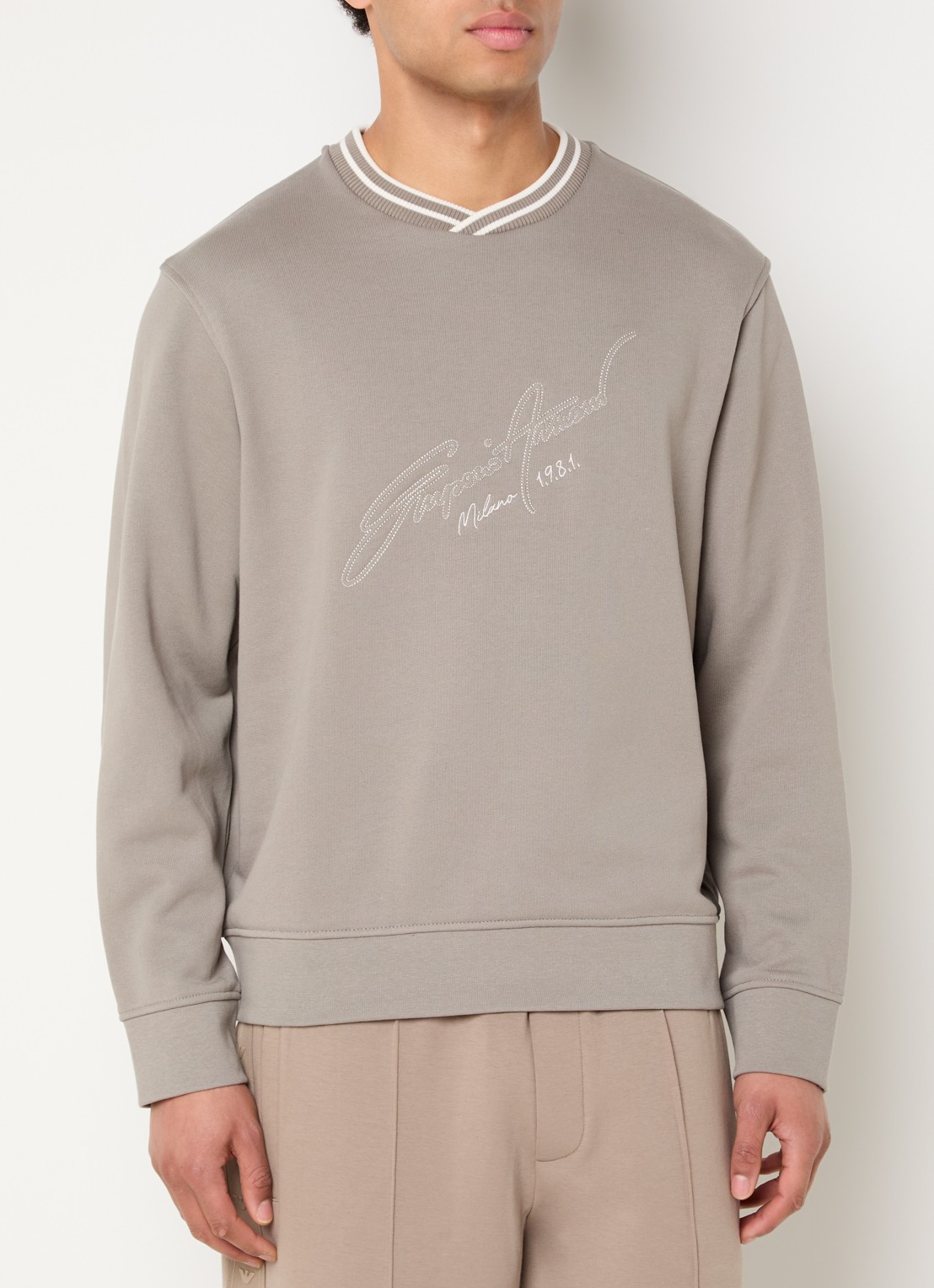 Armani Sweater met logoprint - detail 3 beige