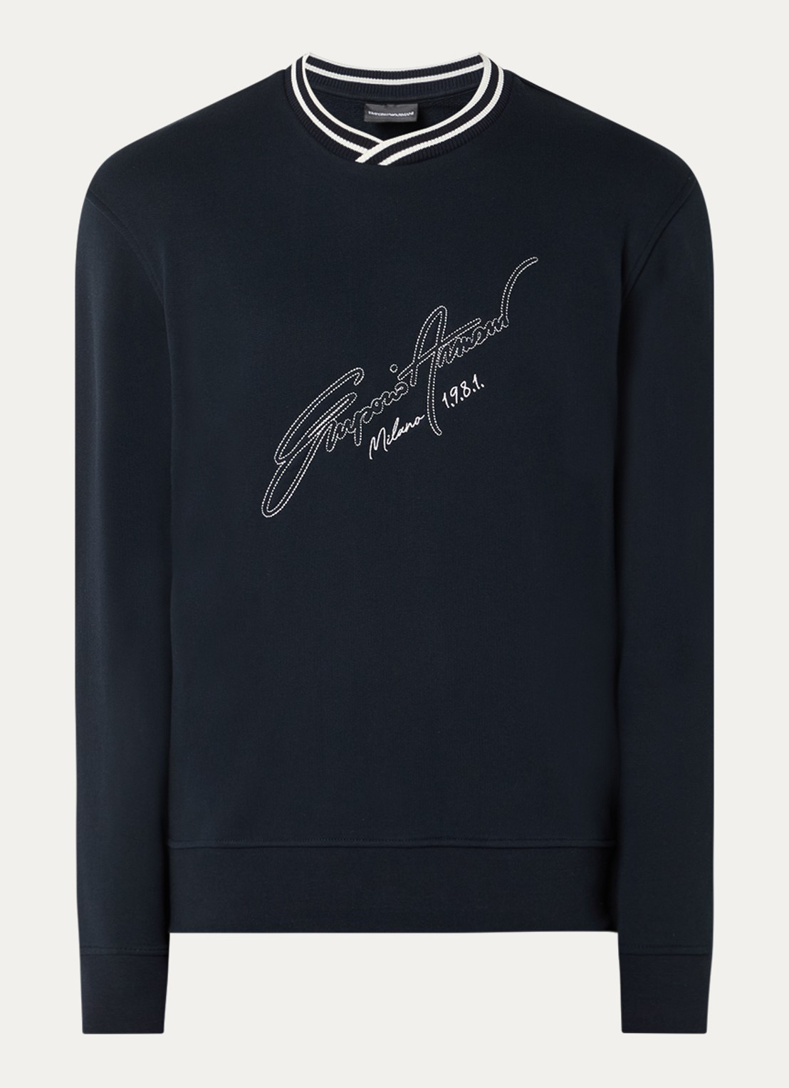 Armani Sweater met logoprint - voorkant donkerblauw