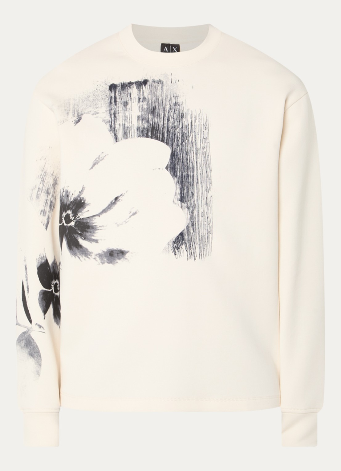 Armani Sweater met print en borduring - voorkant gebroken wit