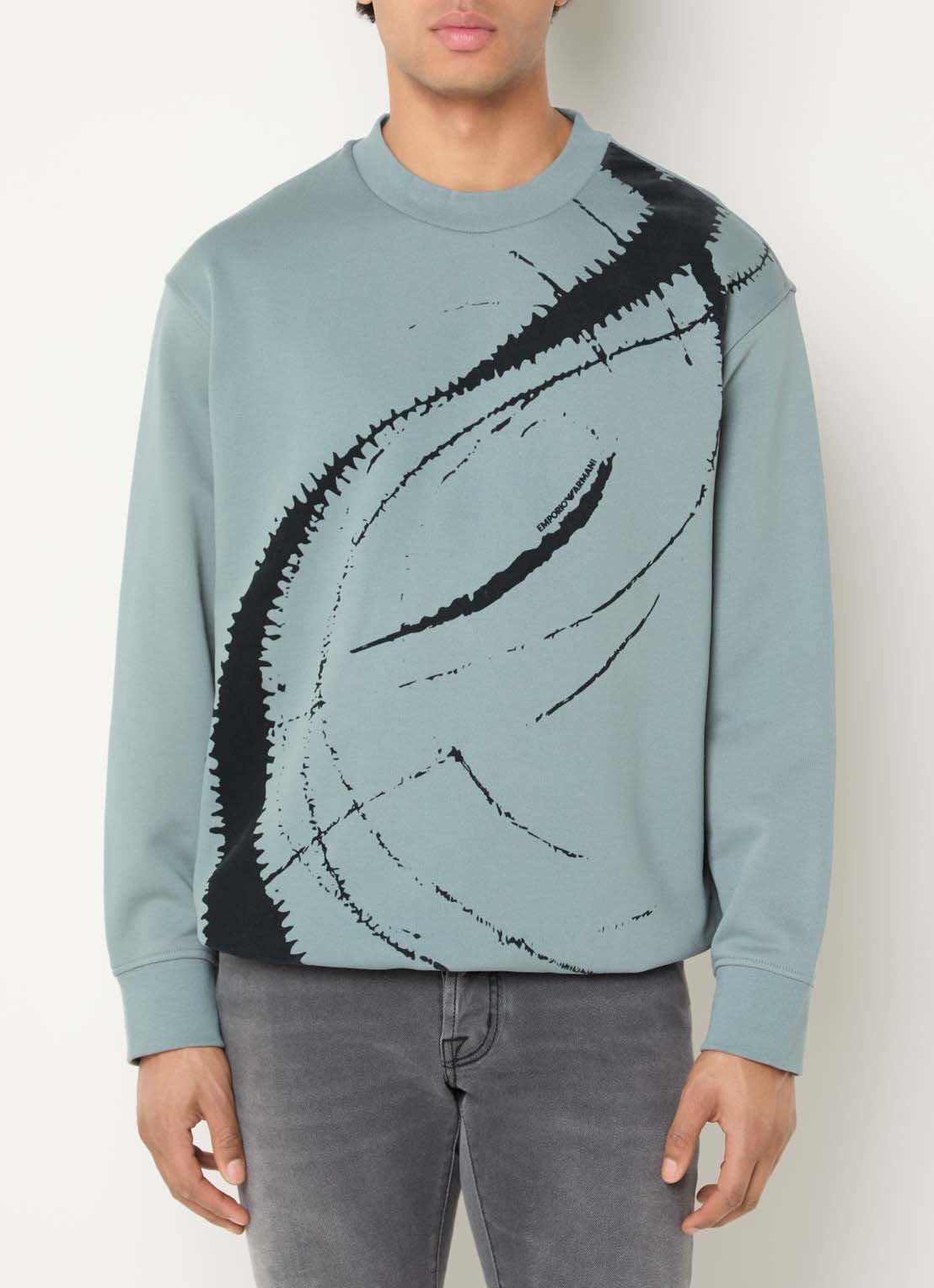 Armani Sweater met print - detail 4 staalblauw