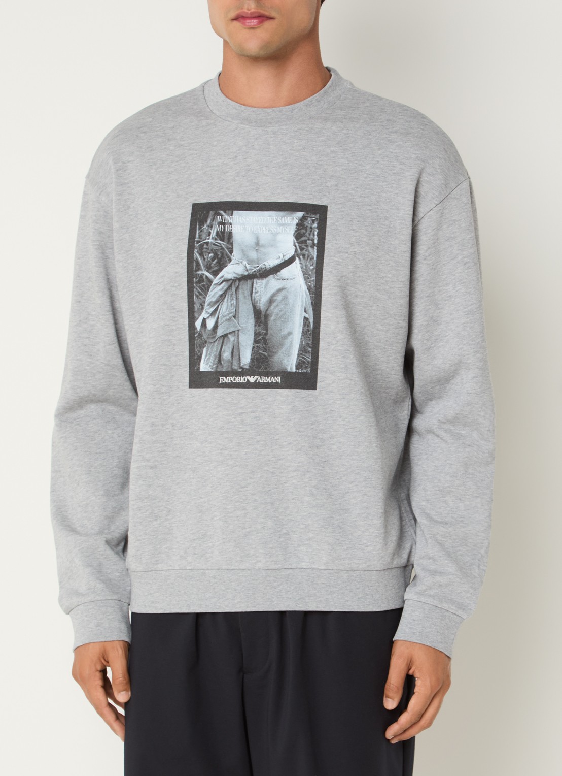 Armani Sweater met print - detail 3 lichtgrijs