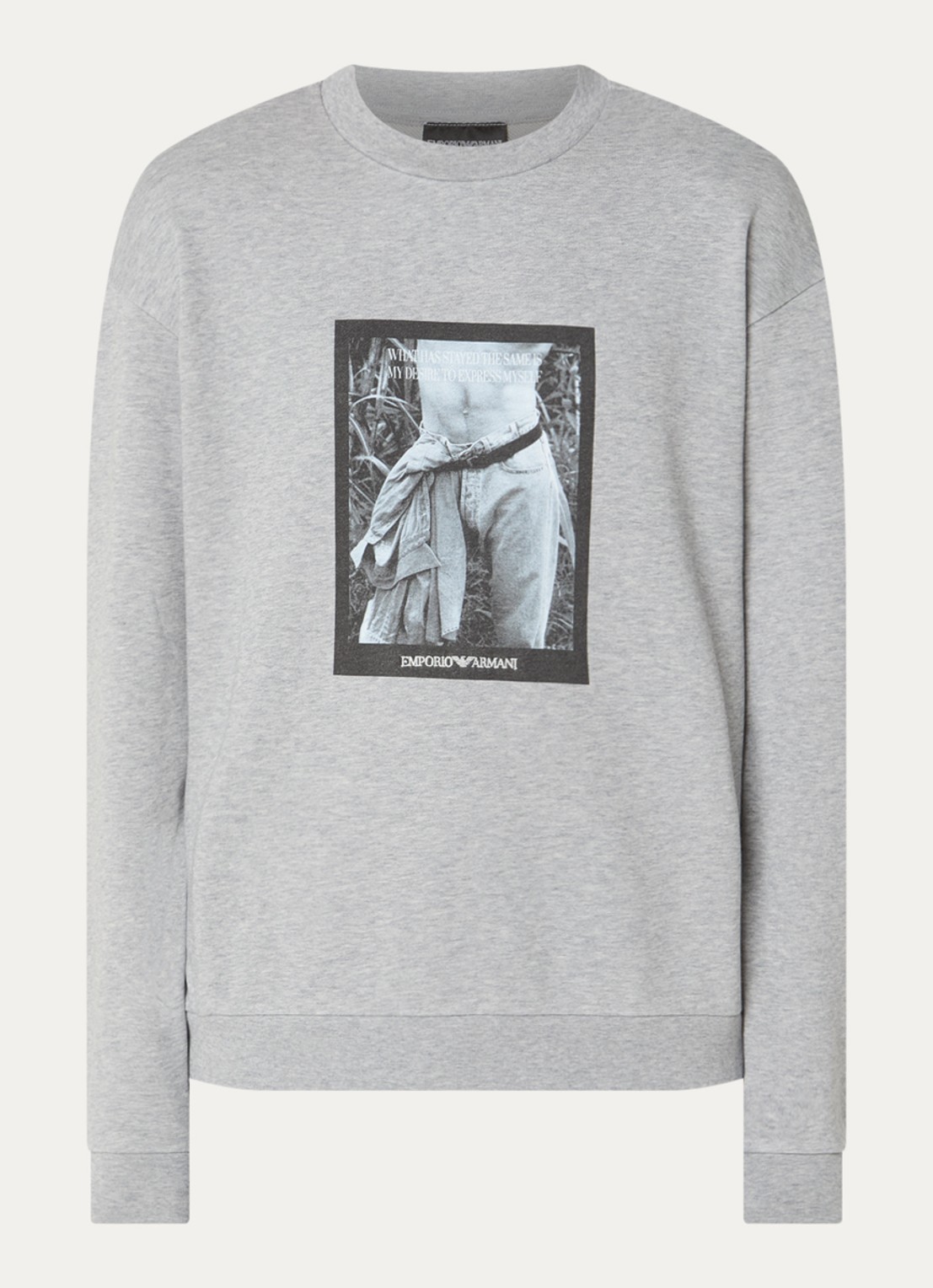 Armani Sweater met print - voorkant lichtgrijs